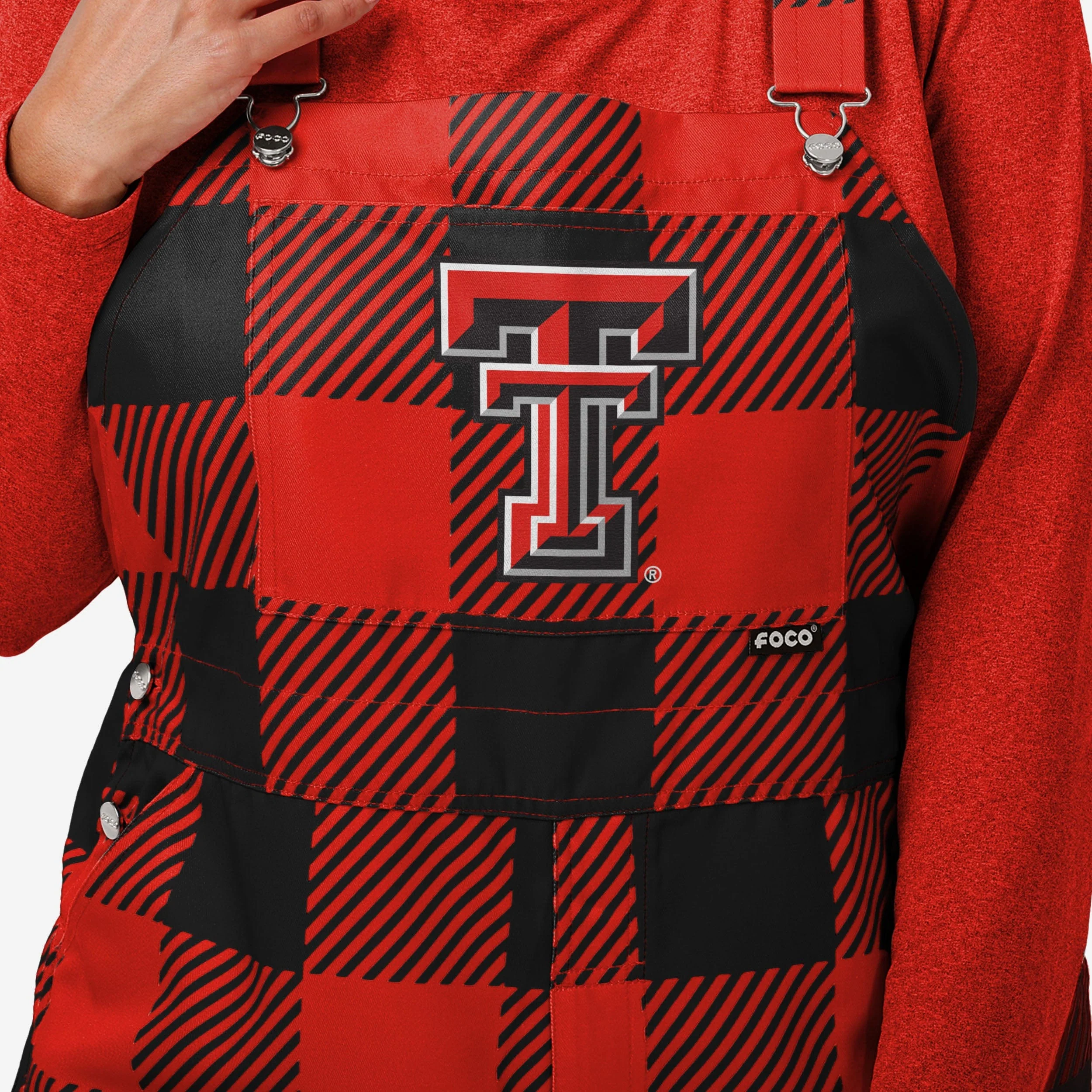 Texas Tech Red Raiders Womens Plaid Bib Overalls - Image 4