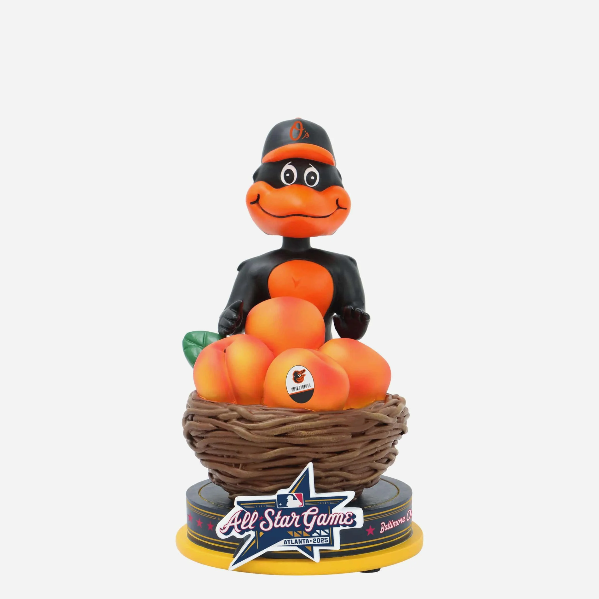 The Oriole Bird Baltimore Orioles 2025 MLB All-Star Peach Mascot Mini Bobblehead Scene