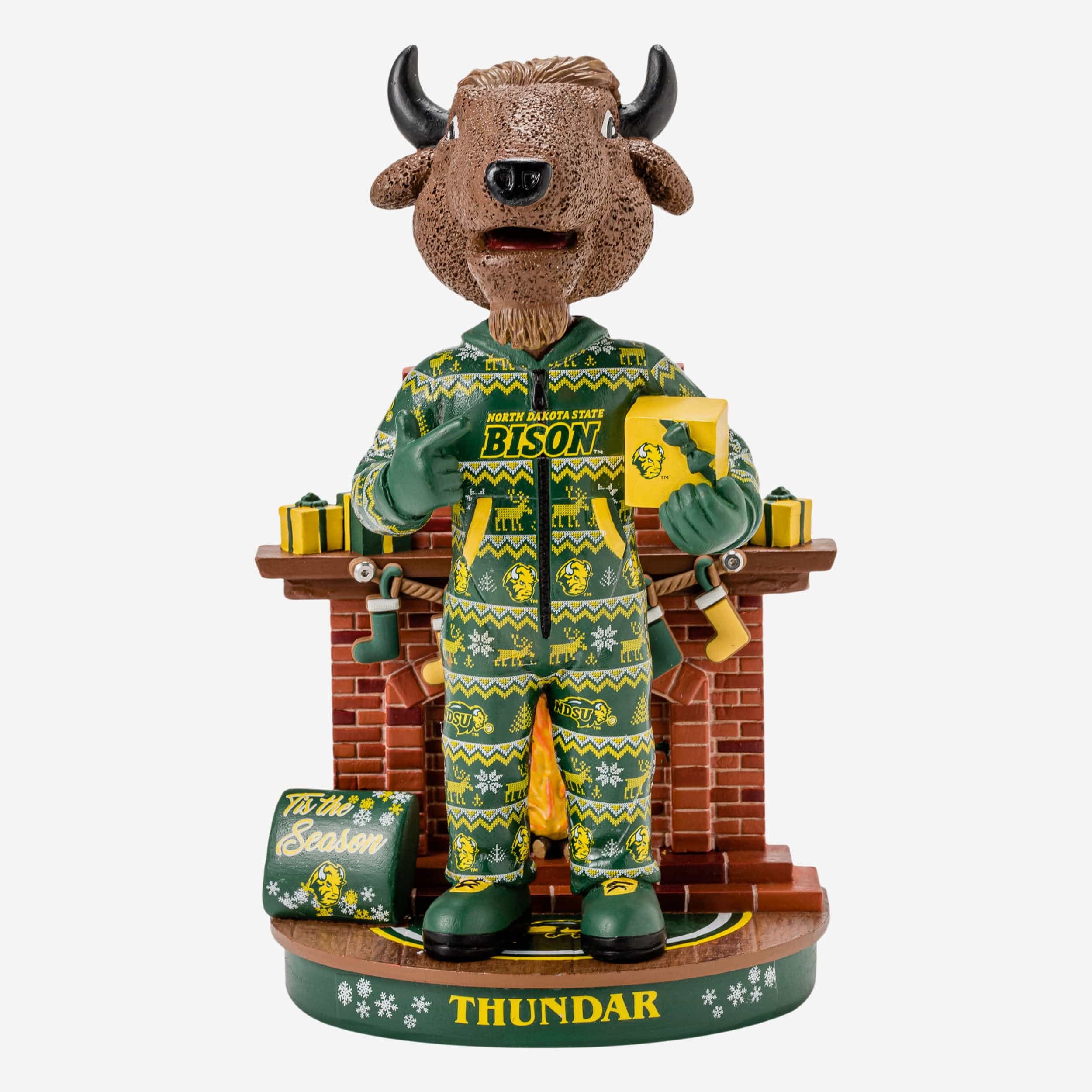 Thundar North Dakota State Bison Holiday Mascot Bobblehead