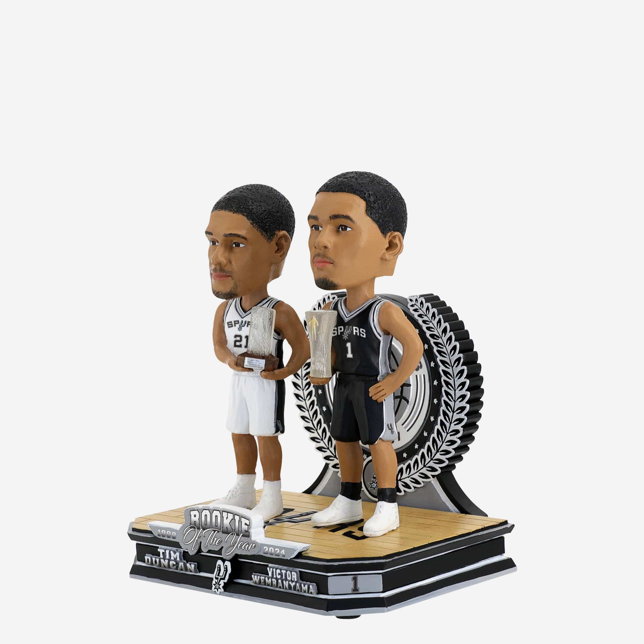 Tim Duncan & Victor Wembanyama San Antonio Spurs Rookie of the Year Then and Now Bobblehead - Image 5