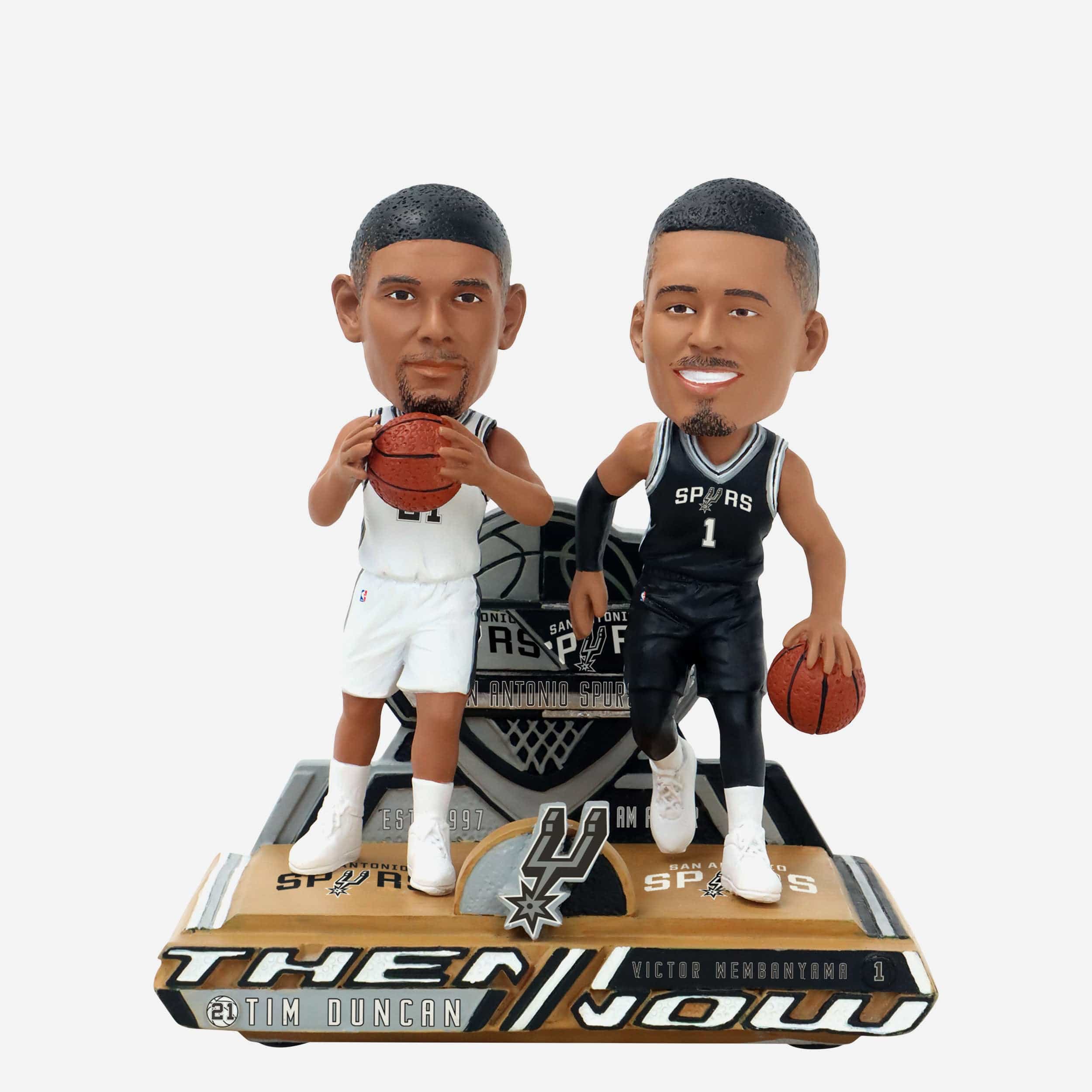 Tim Duncan & Victor Wembanyama San Antonio Spurs Then and Now Bobblehead