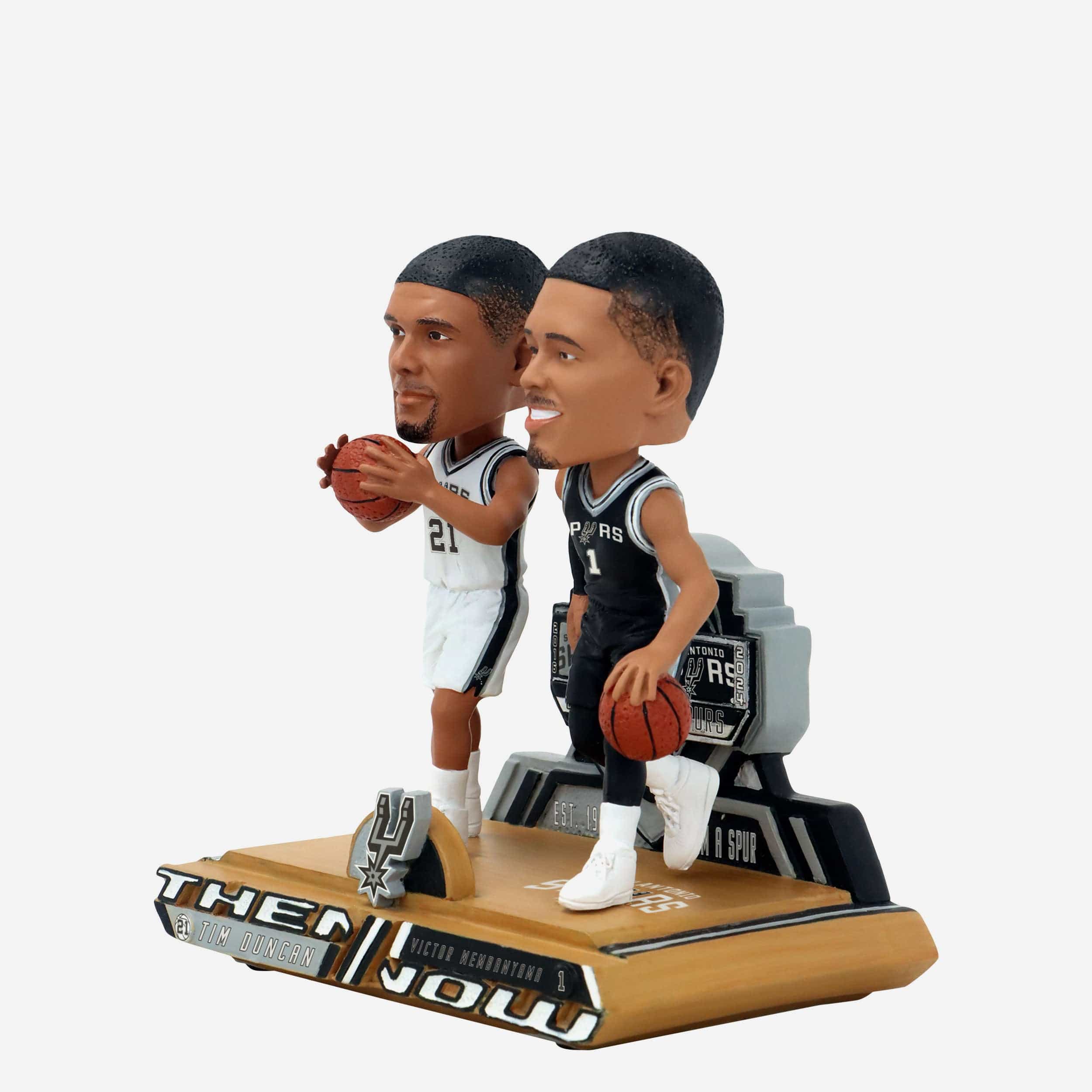 Tim Duncan & Victor Wembanyama San Antonio Spurs Then and Now Bobblehead - Image 5