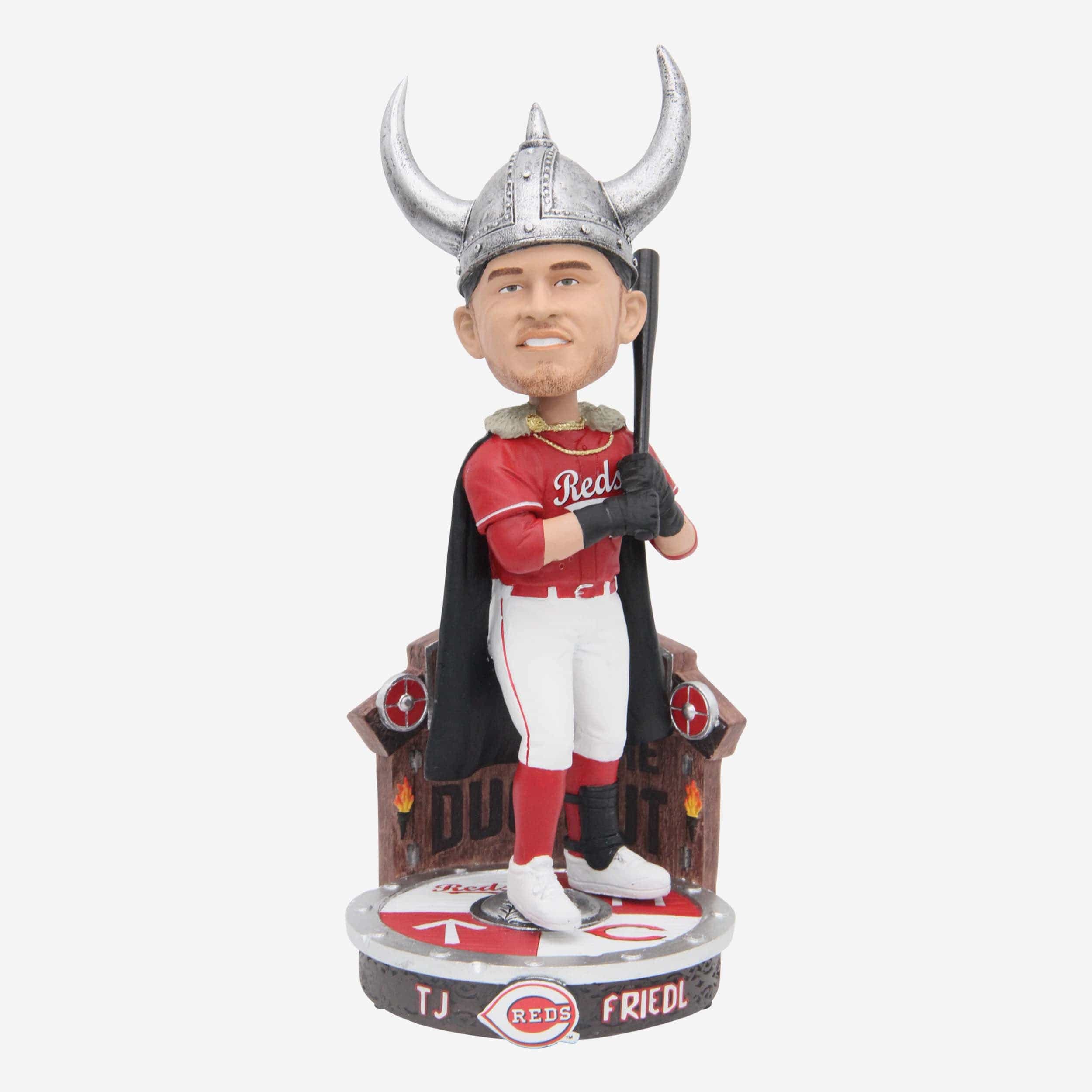TJ Friedl Cincinnati Reds Viking Hat Home Run Celebration Bobblehead