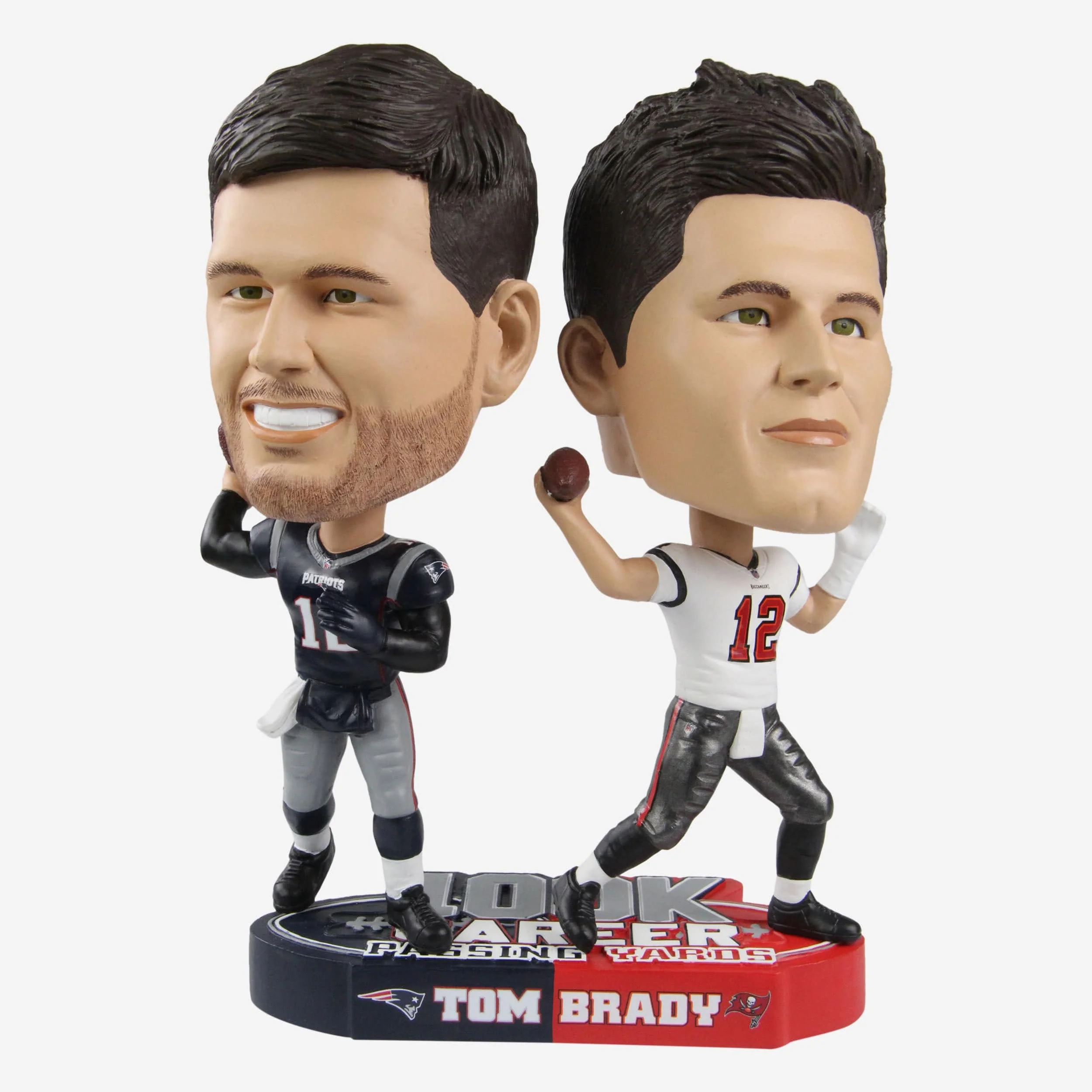 Tom Brady New England Patriots & Tampa Bay Buccaneers 100,000 Passing Yards Dual Bighead Bobblehead