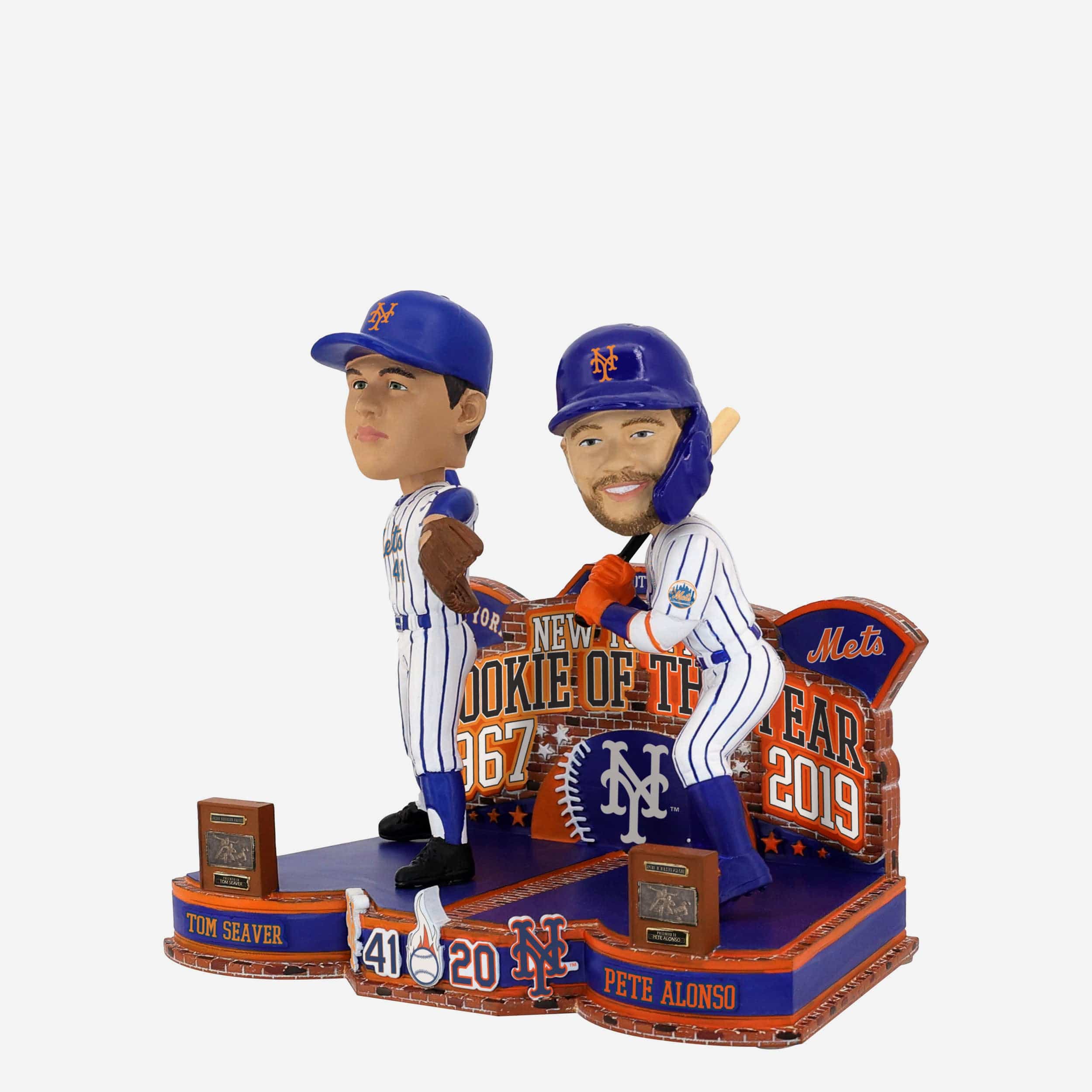 Tom Seaver & Pete Alonso New York Mets 1967 & 2019 Rookie of the Year Then and Now Bobblehead - Image 5