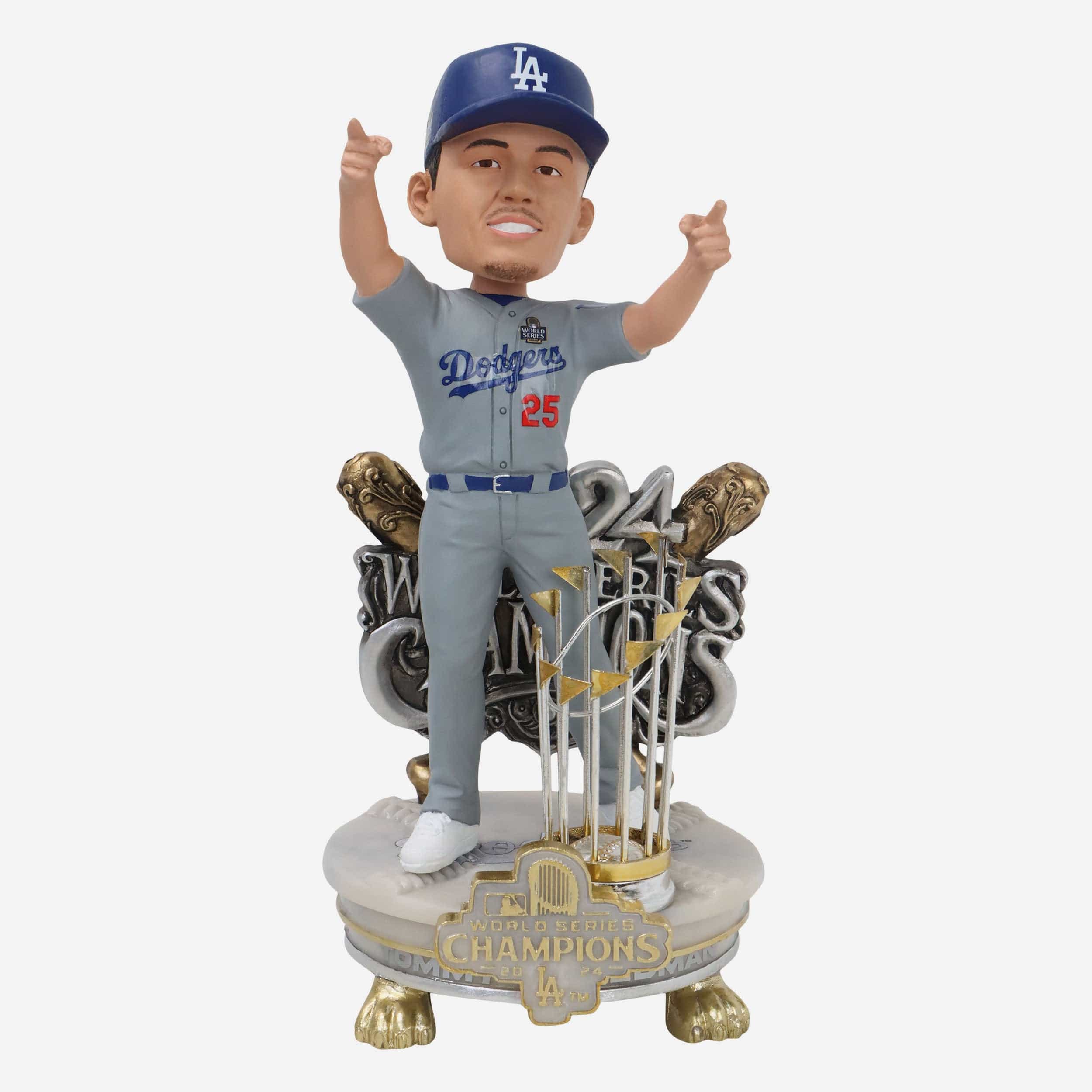 Tommy Edman Los Angeles Dodgers 2024 World Series Champions Alternate Jersey Celebration Bobblehead