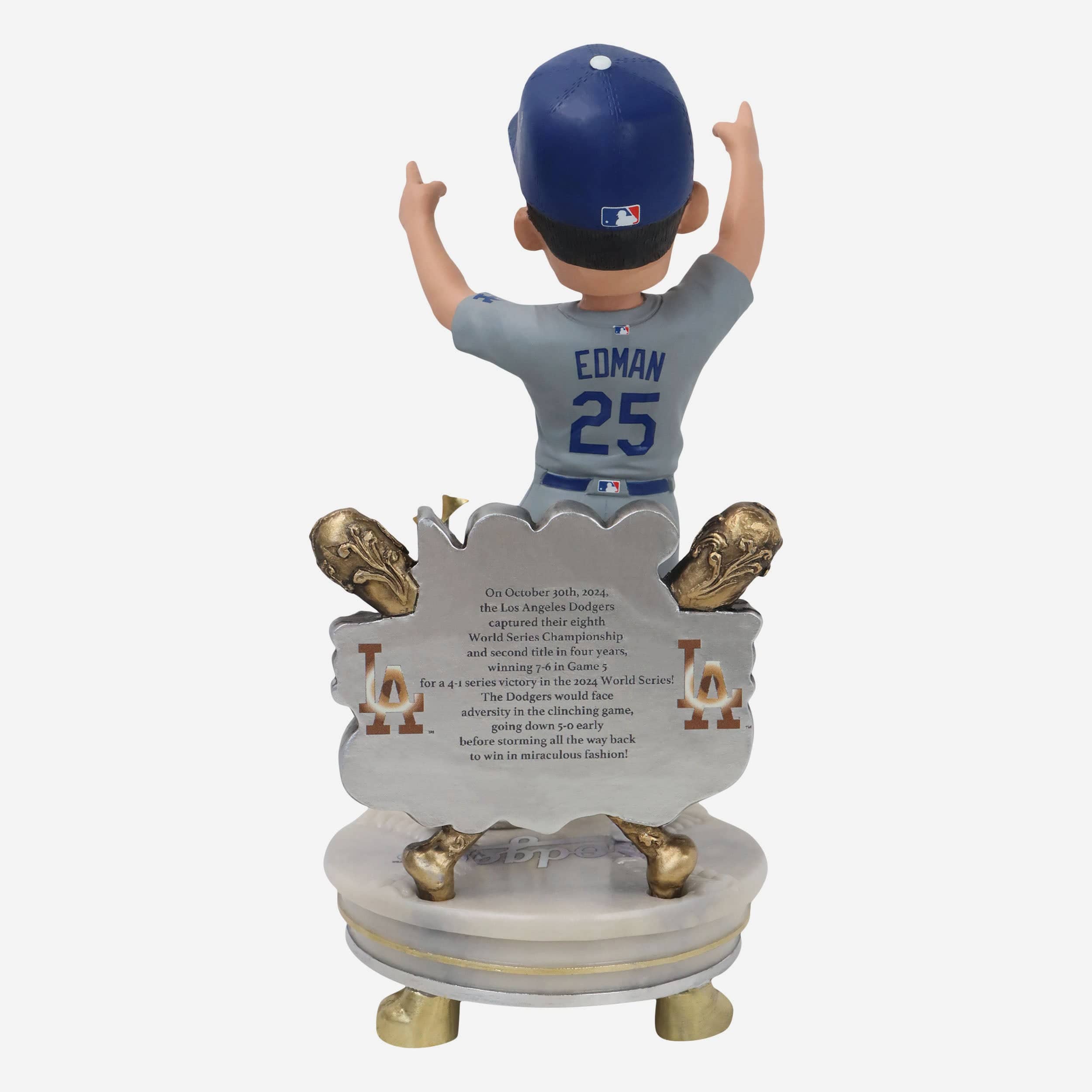 Tommy Edman Los Angeles Dodgers 2024 World Series Champions Alternate Jersey Celebration Bobblehead - Image 5