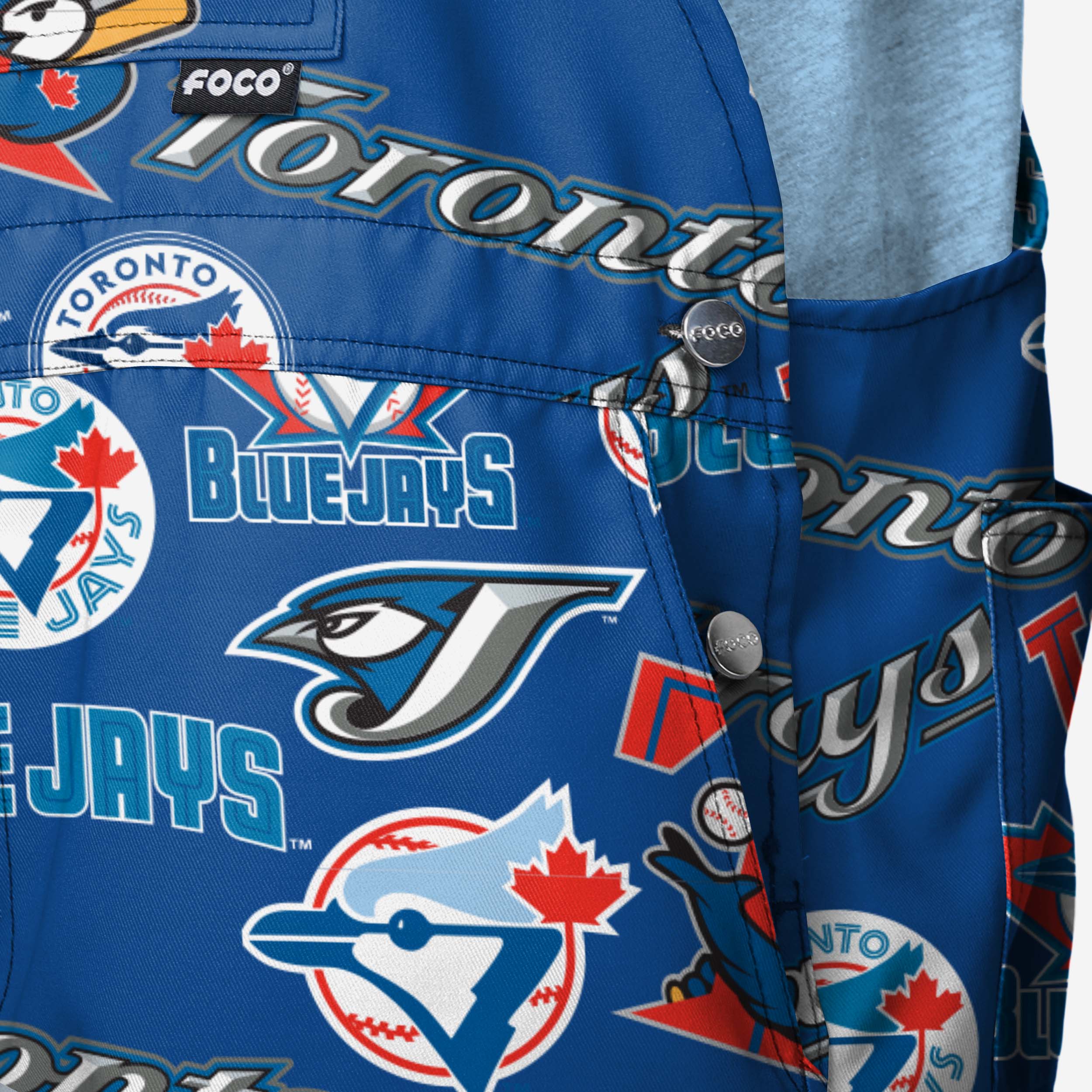 Toronto Blue Jays Mens Historic Print Bib Shortalls - Image 5