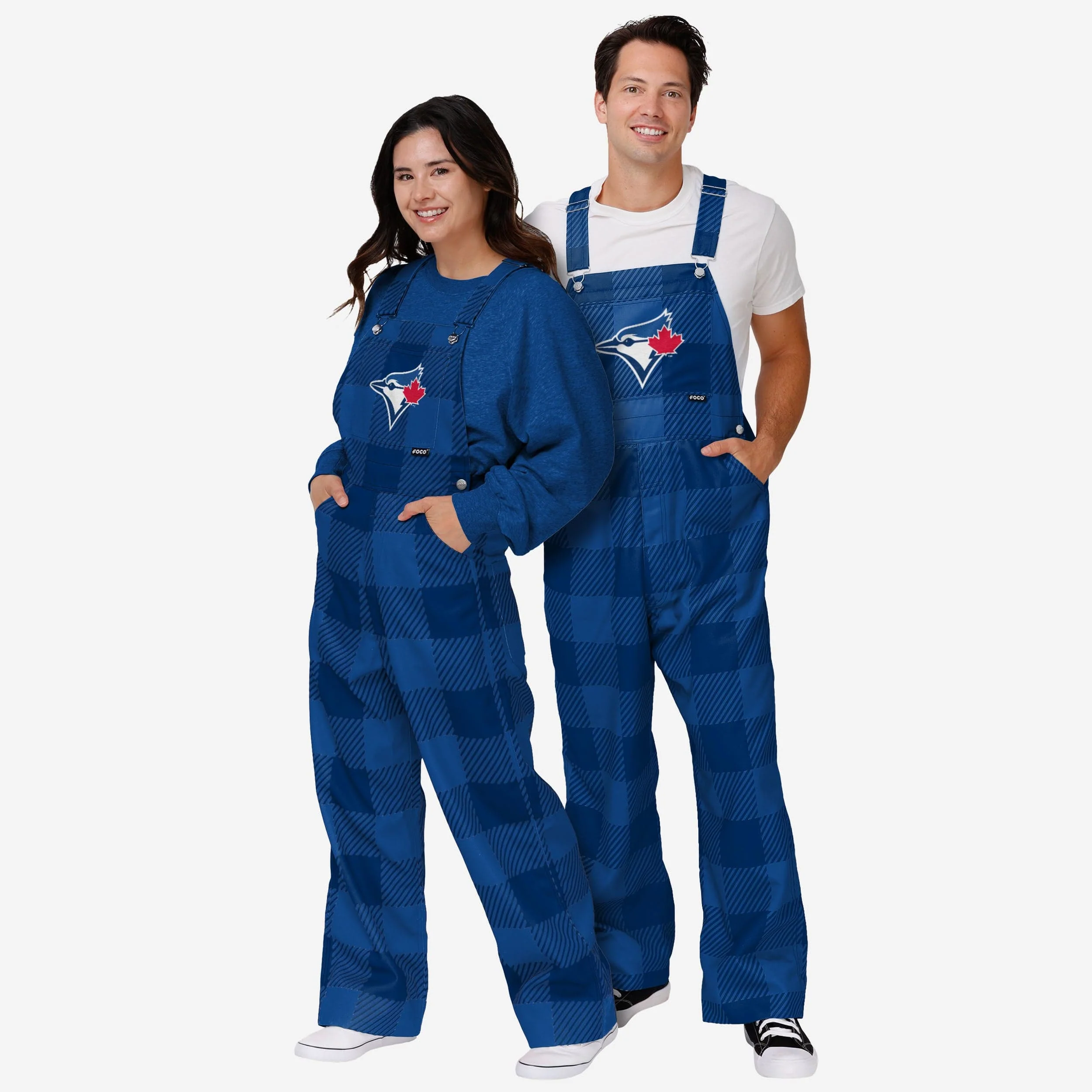 Toronto Blue Jays Mens Plaid Bib Overalls - Image 3