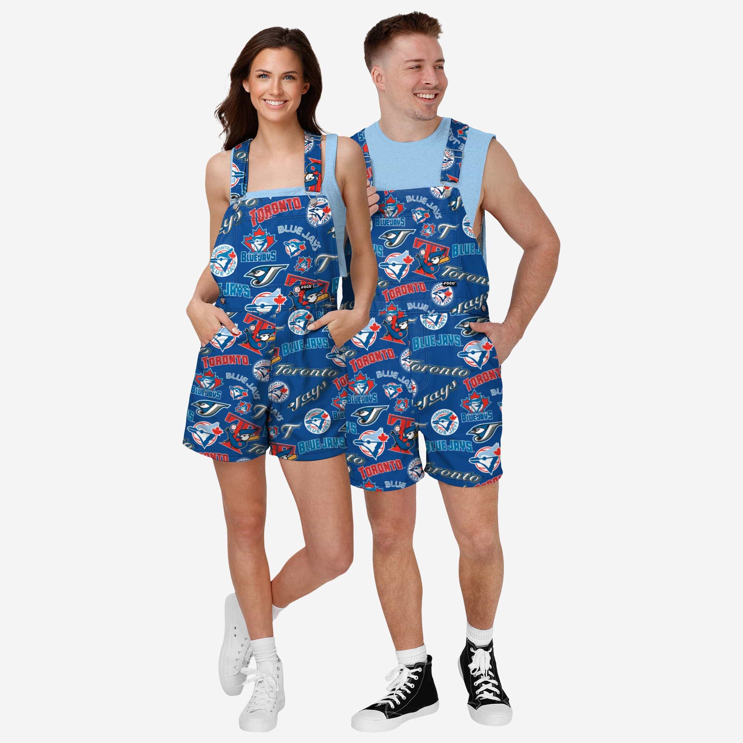 Toronto Blue Jays Womens Historic Print Bib Shortalls - Image 3
