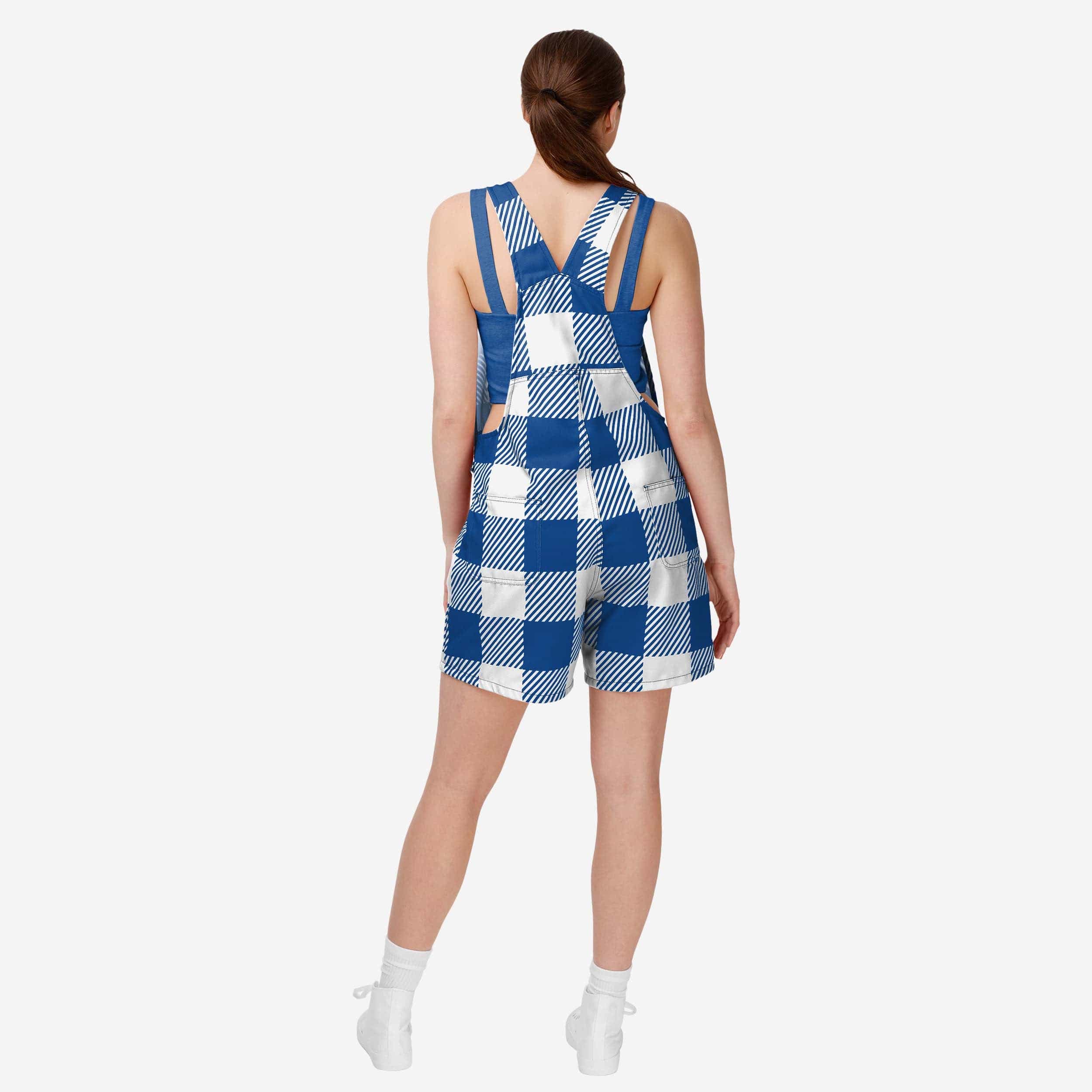 Toronto Blue Jays Womens Plaid Bib Shortalls - Image 2
