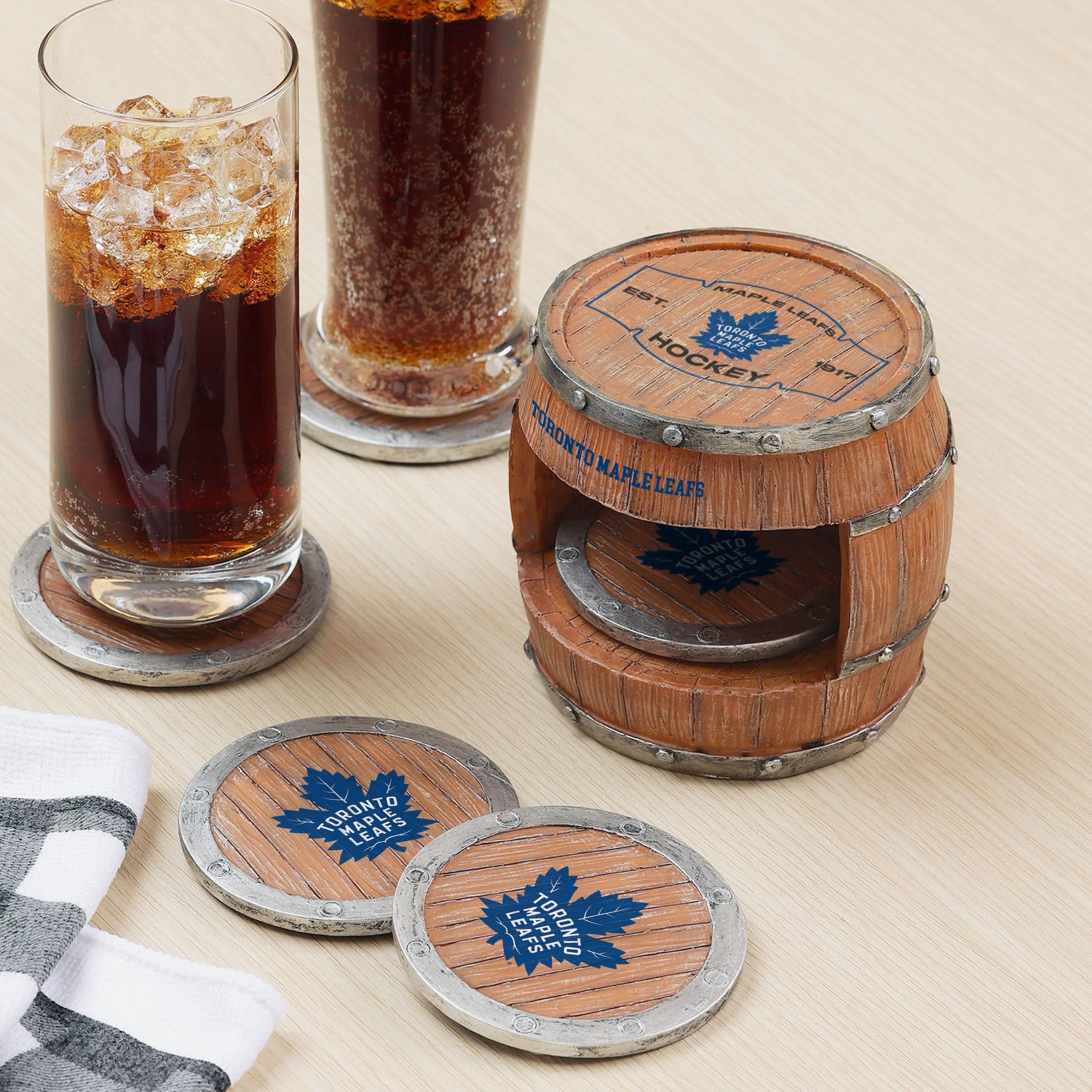 Toronto Maple Leafs 5 Pack Barrel Coaster Set - Image 2