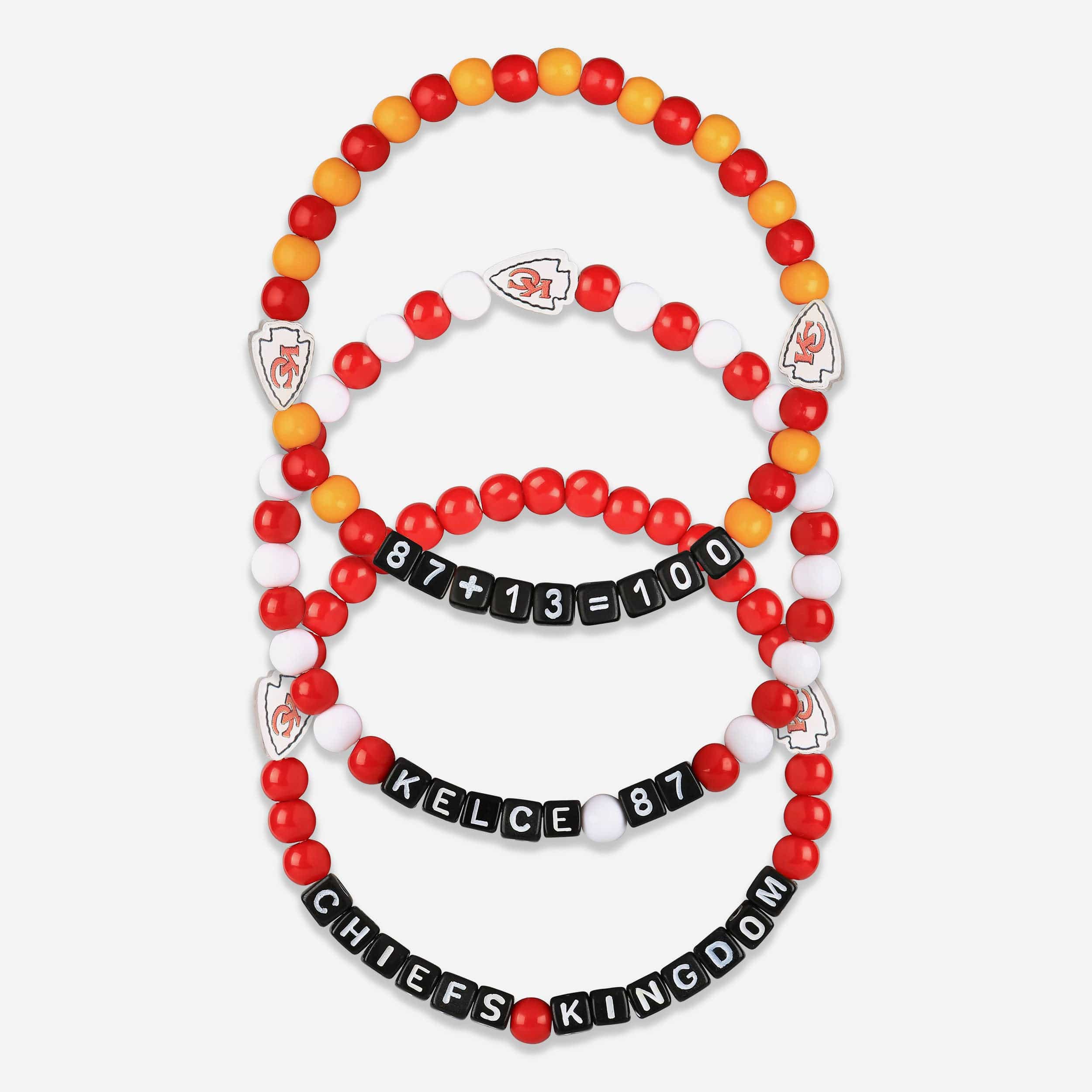 Travis Kelce Kansas City Chiefs 3 Pack Player Beaded Friendship Bracelet