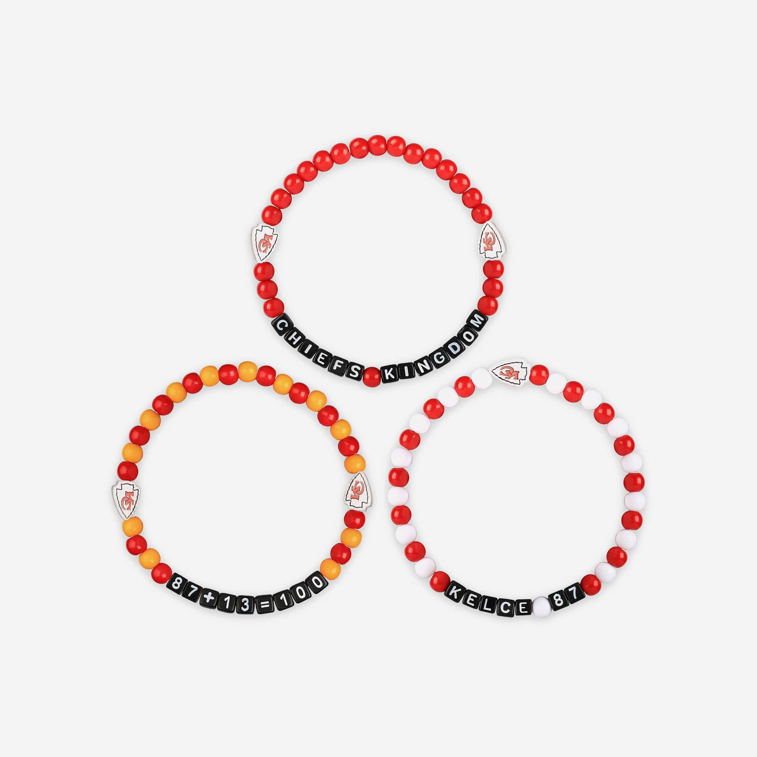 Travis Kelce Kansas City Chiefs 3 Pack Player Beaded Friendship Bracelet - Image 3