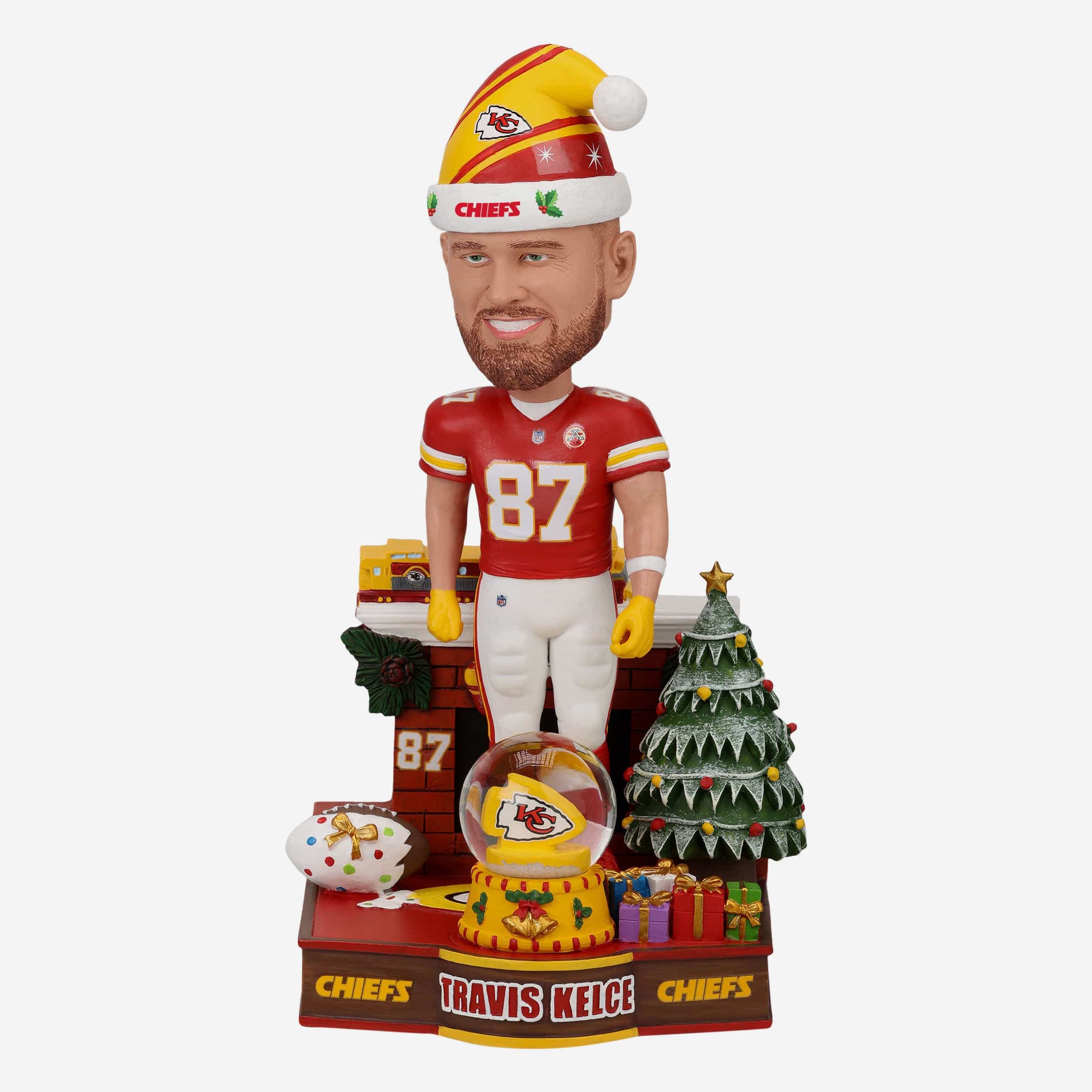 Travis Kelce Kansas City Chiefs Holiday Snowglobe Bobblehead