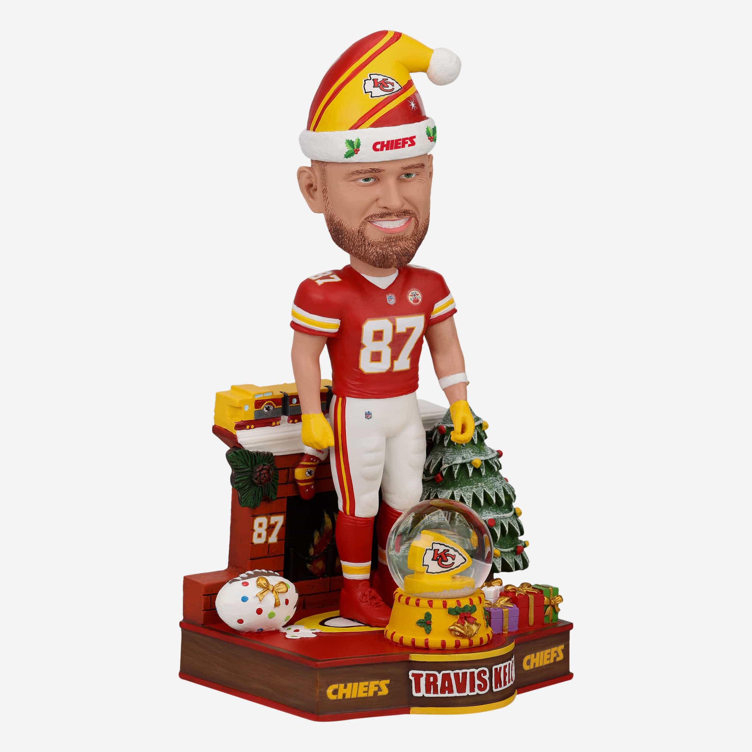 Travis Kelce Kansas City Chiefs Holiday Snowglobe Bobblehead - Image 4