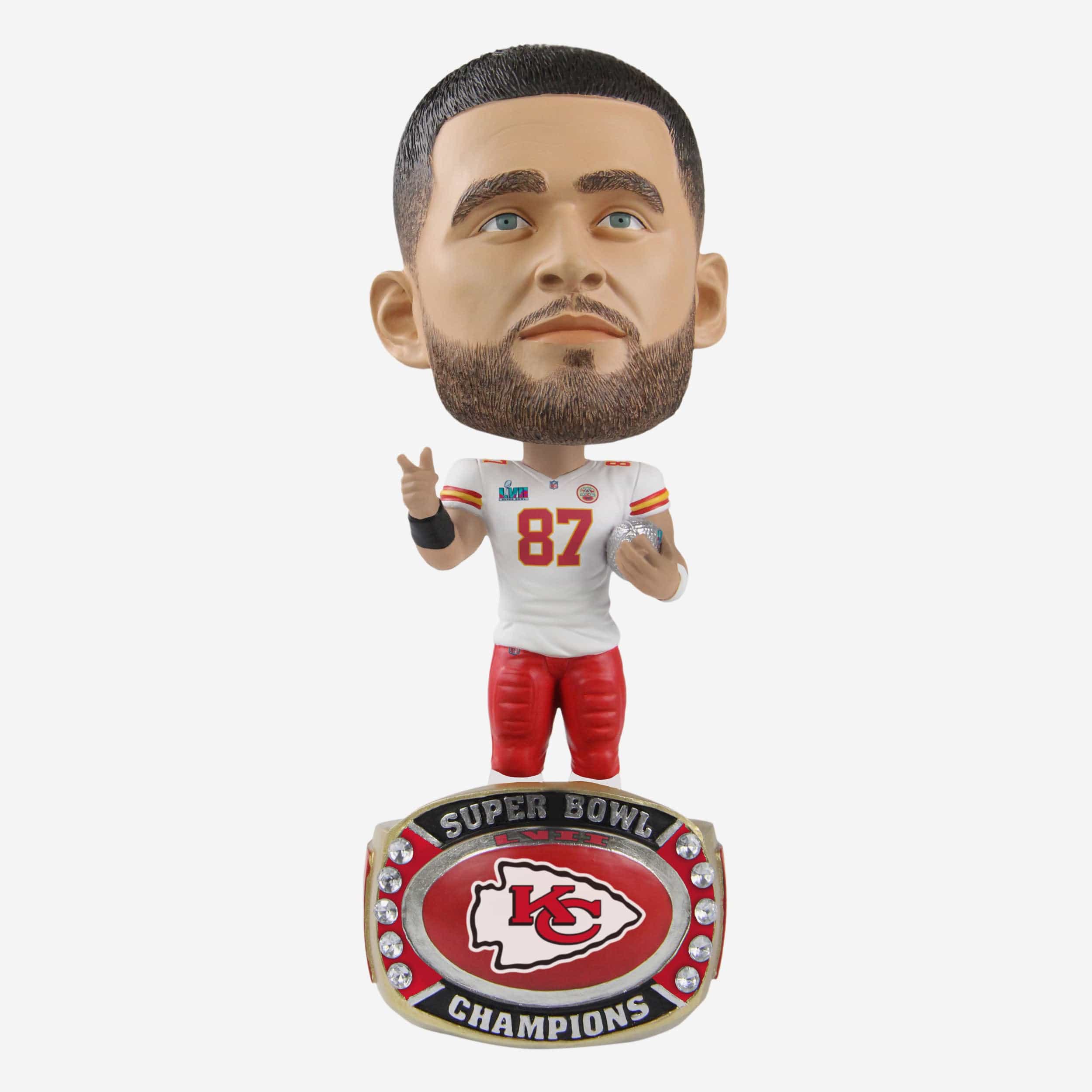 Travis Kelce Kansas City Chiefs Super Bowl LVII Champions Ring Base Bighead Bobblehead