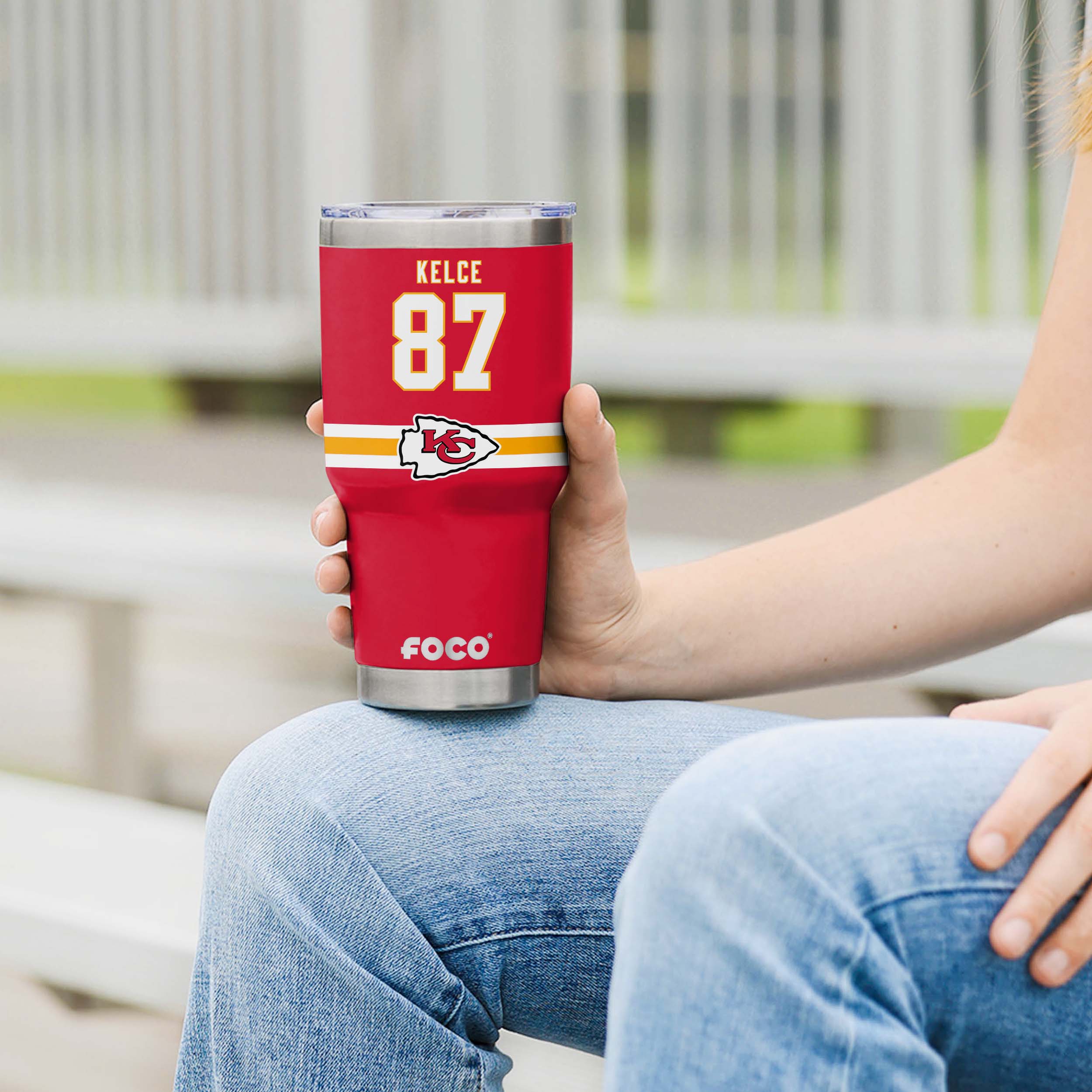 Travis Kelce Kansas City Chiefs Team Logo 30 oz Player Tumbler - Image 4