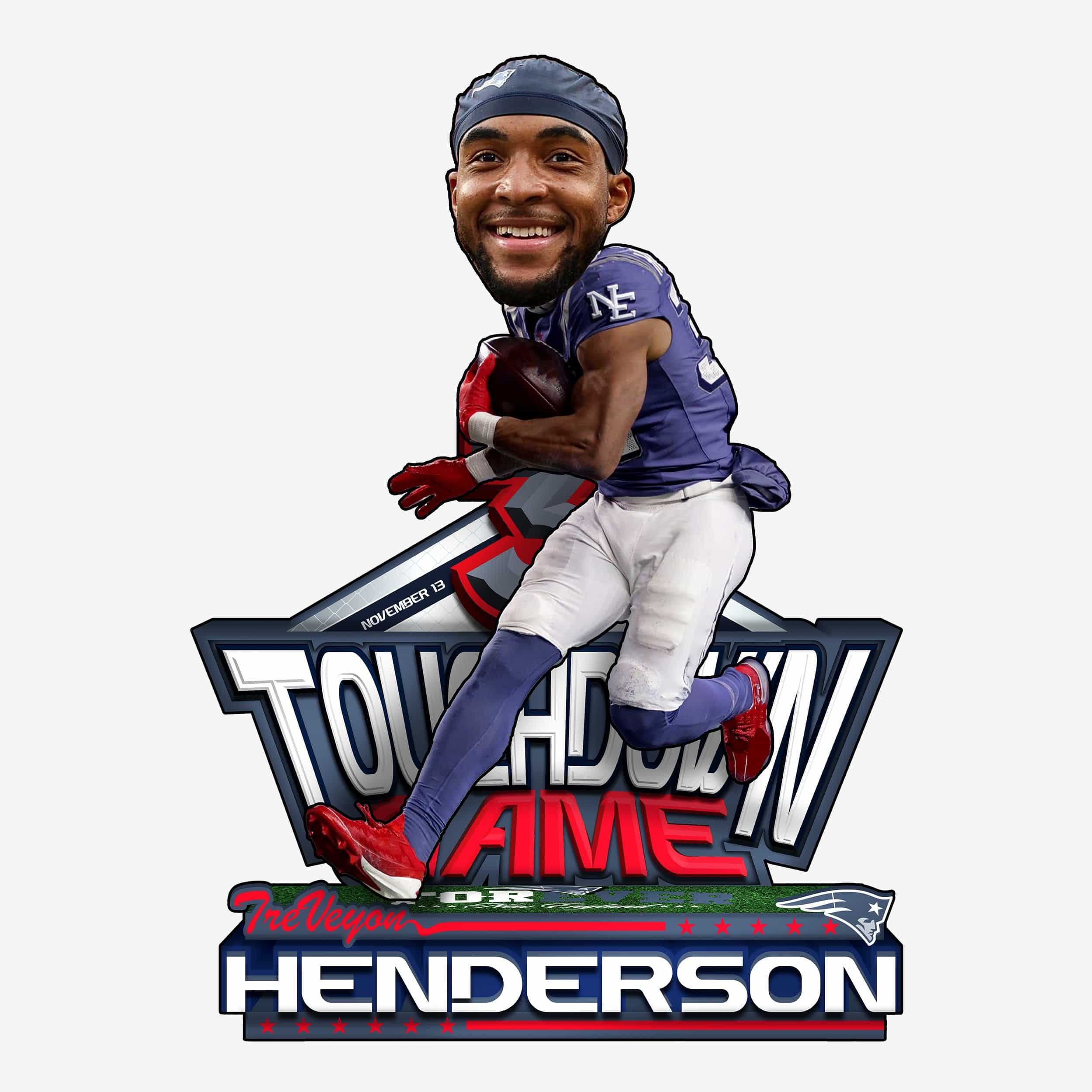 TreVeyon Henderson New England Patriots 3 Touchdowns Gamebreaker Bobblehead