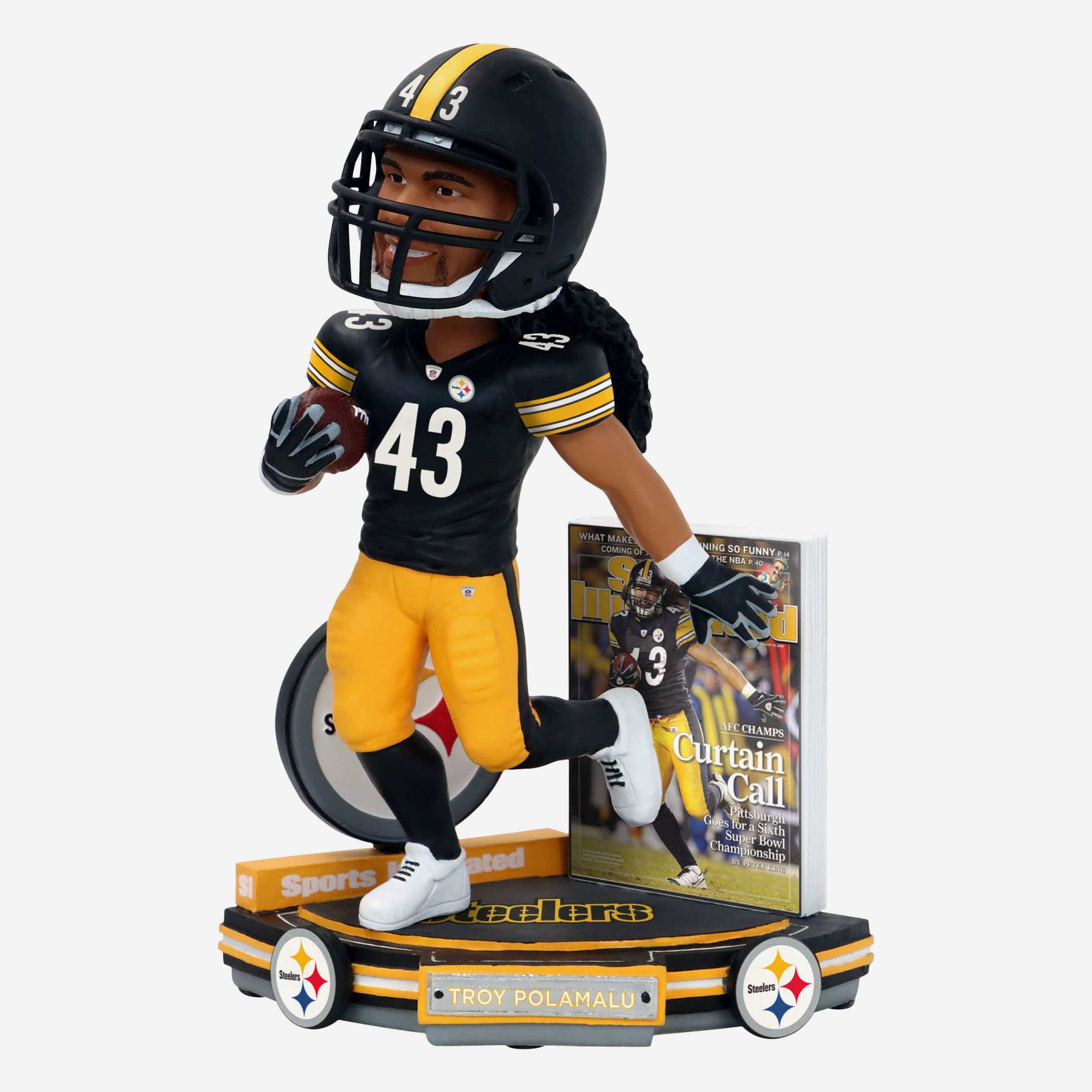 Troy Polamalu Pittsburgh Steelers Curtain Call Sports Illustrated Cover Bobblehead