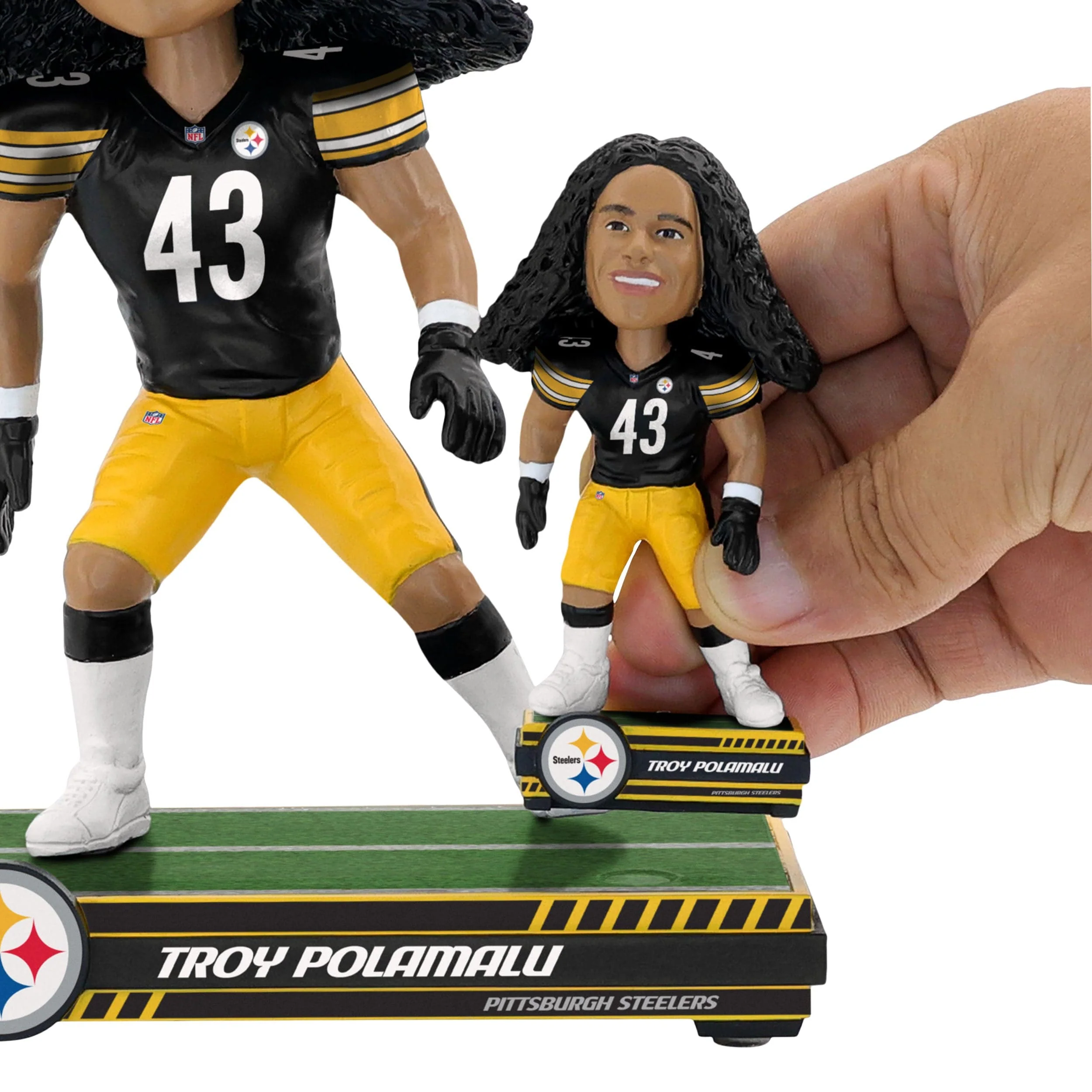 Troy Polamalu Pittsburgh Steelers Magnetized Bobble Dubblz Bobblehead - Image 3