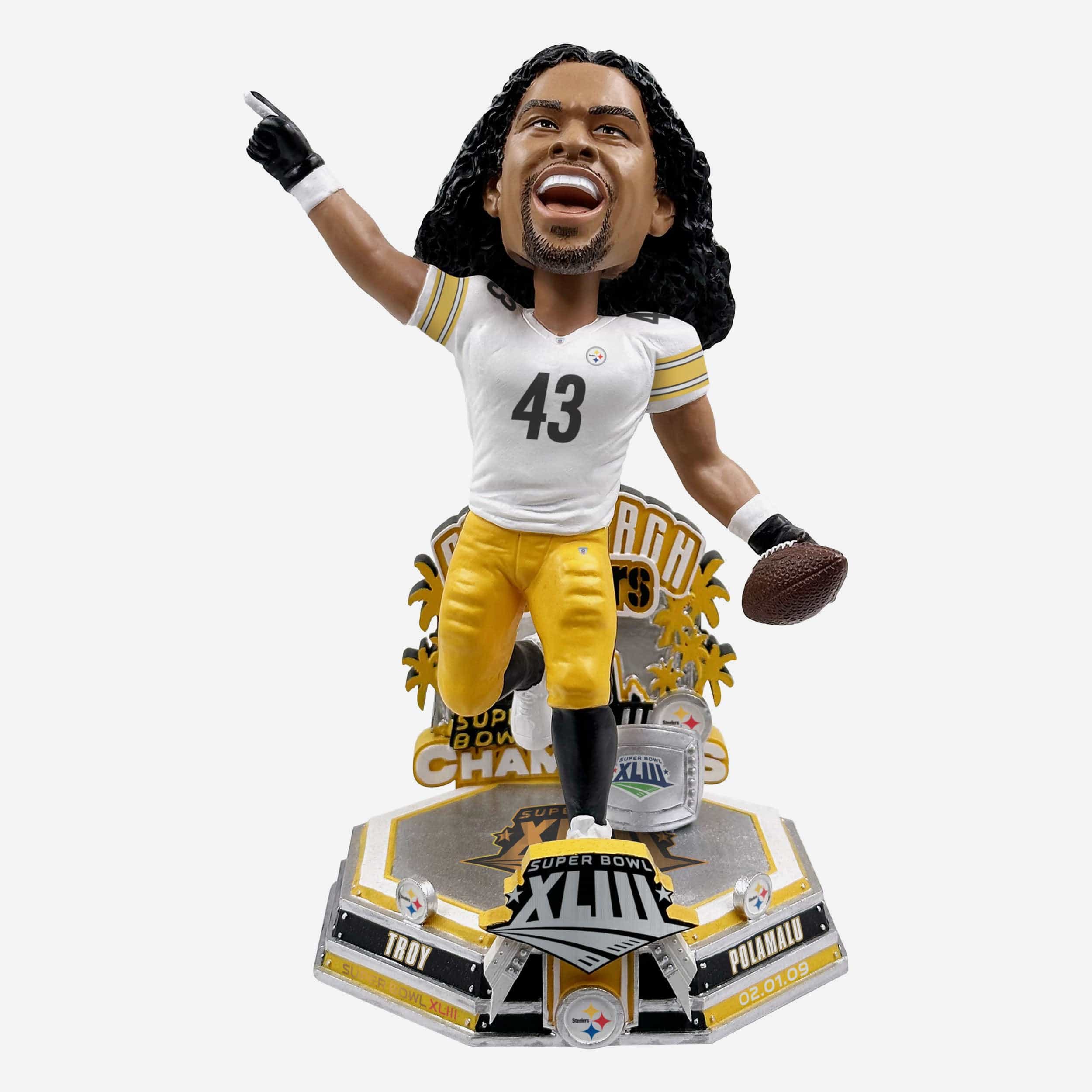 Troy Polamalu Pittsburgh Steelers Super Bowl XLIII Champions 15th Anniversary Bobblehead