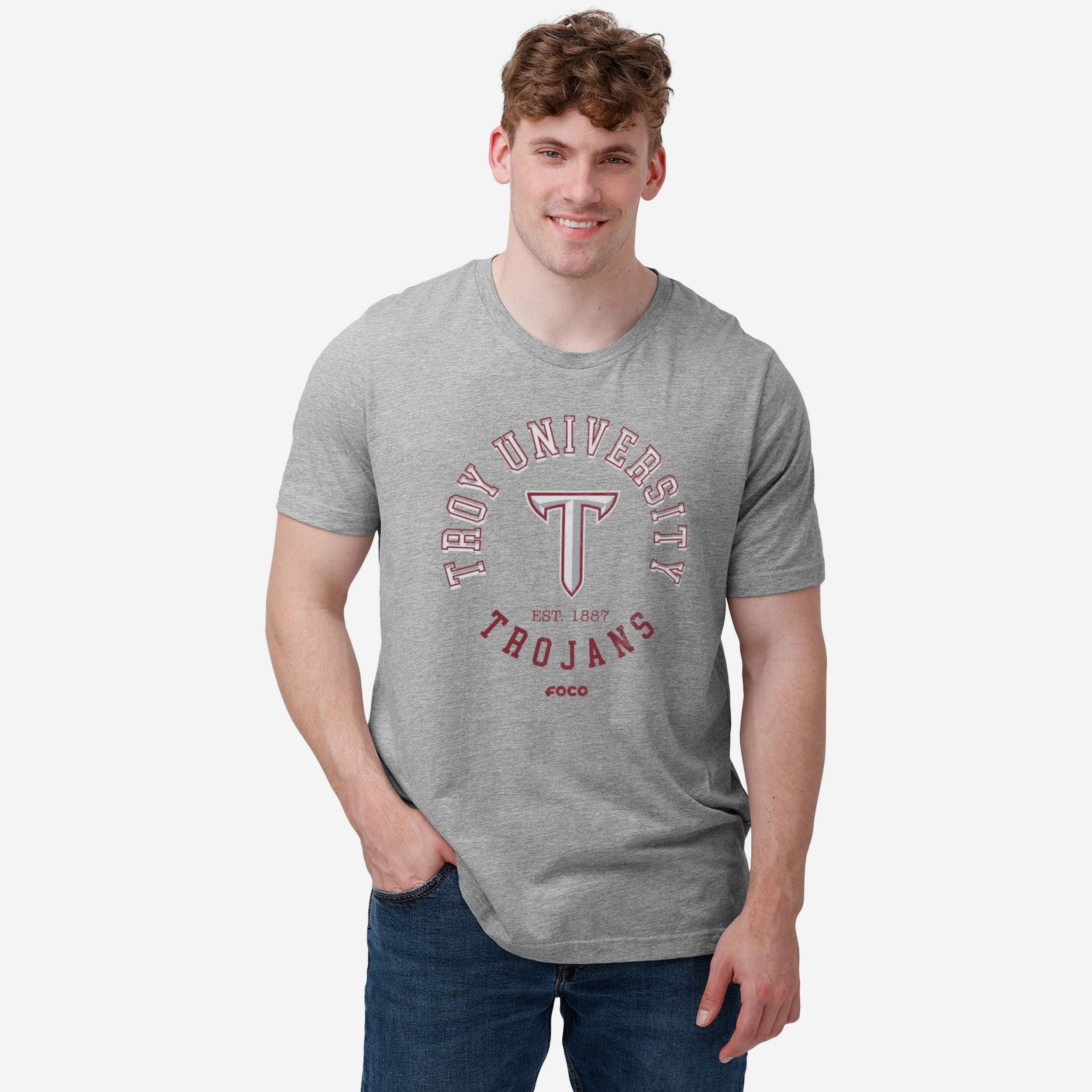 Troy Trojans Circle Vintage T-Shirt - Image 2