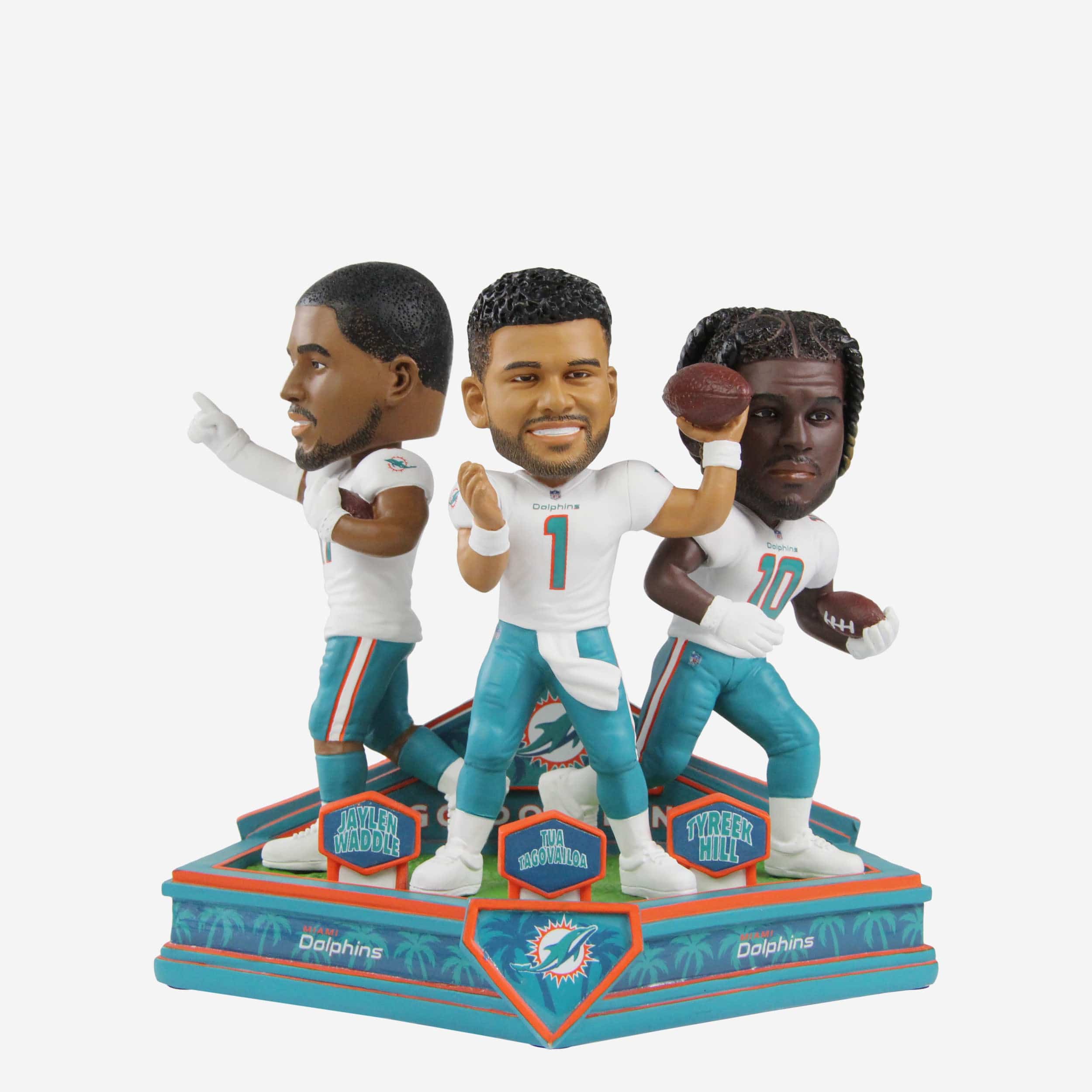 Tua Tagovailoa & Tyreek Hill & Jaylen Waddle Miami Dolphins Epic Comeback Triple Bobblehead