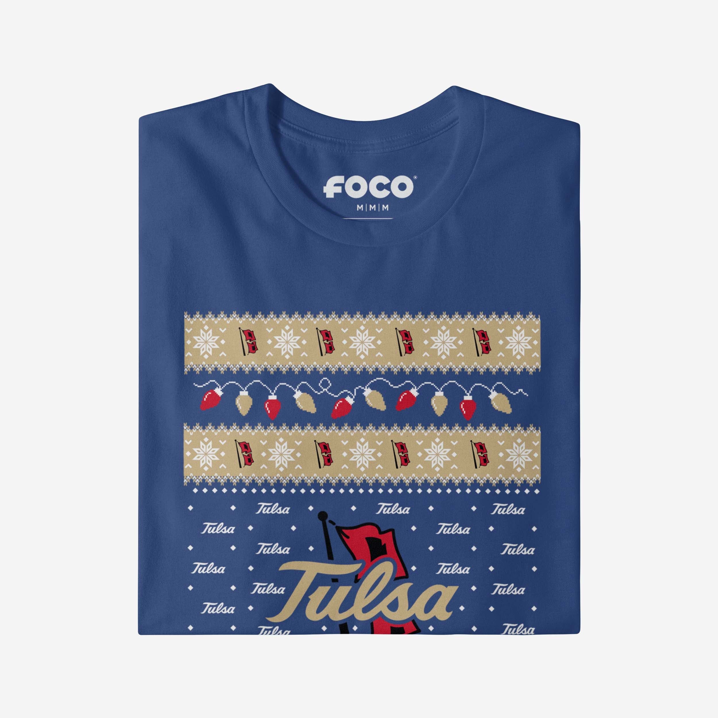 Tulsa Golden Hurricane Holiday Lights Sweater Long Sleeve T-Shirt - Image 4