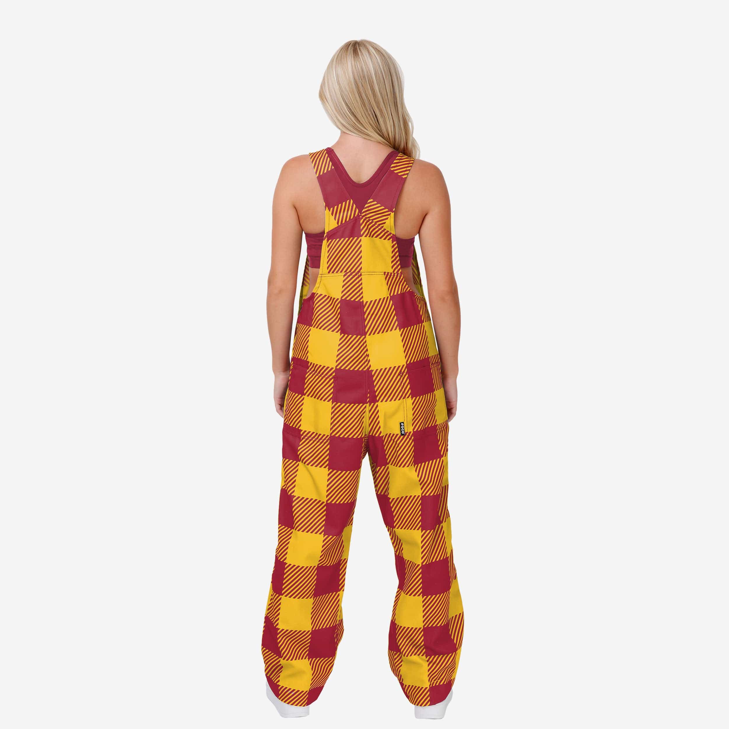 USC Trojans Womens Plaid Bib Overalls - Image 2