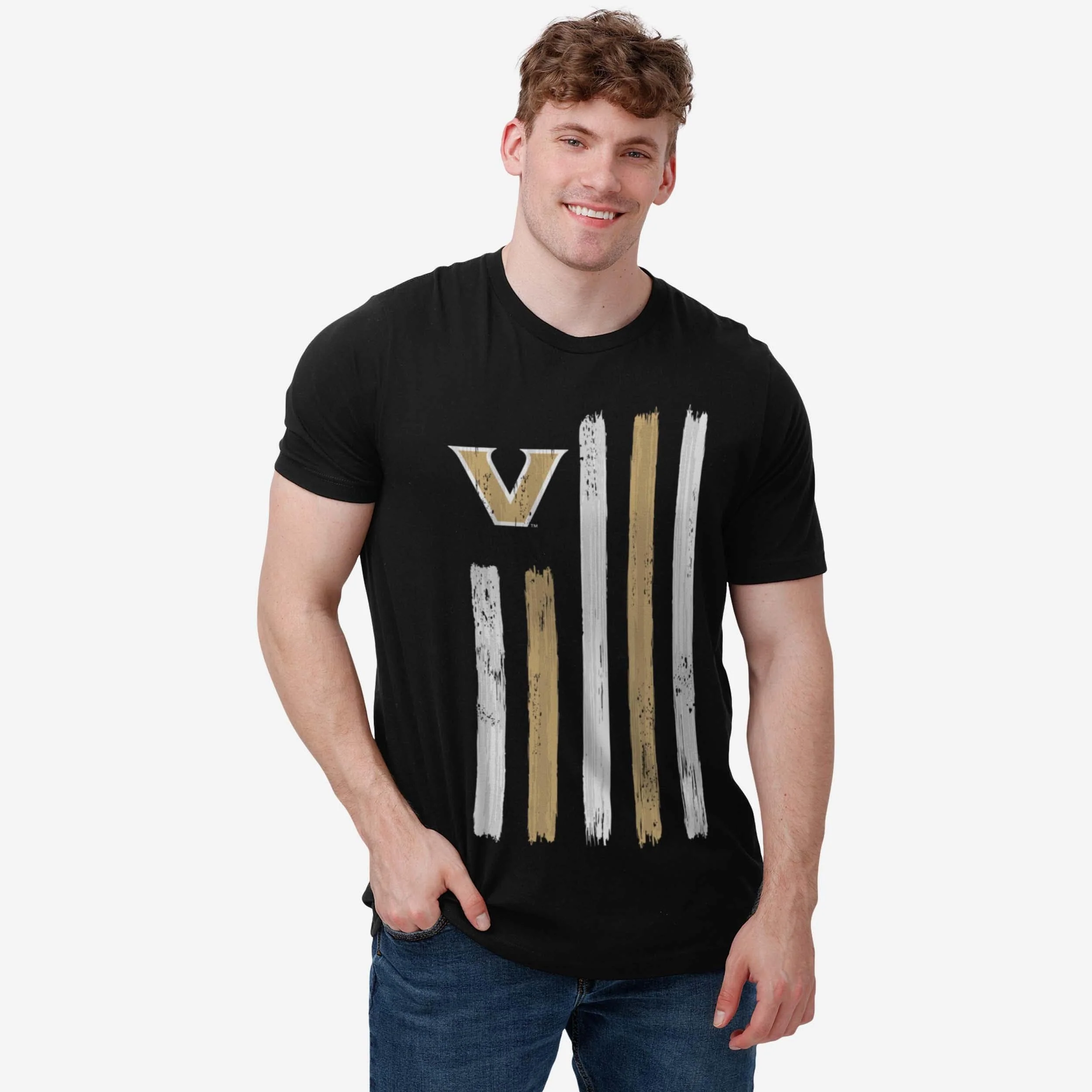 Vanderbilt Commodores Brushstroke Flag T-Shirt - Image 2