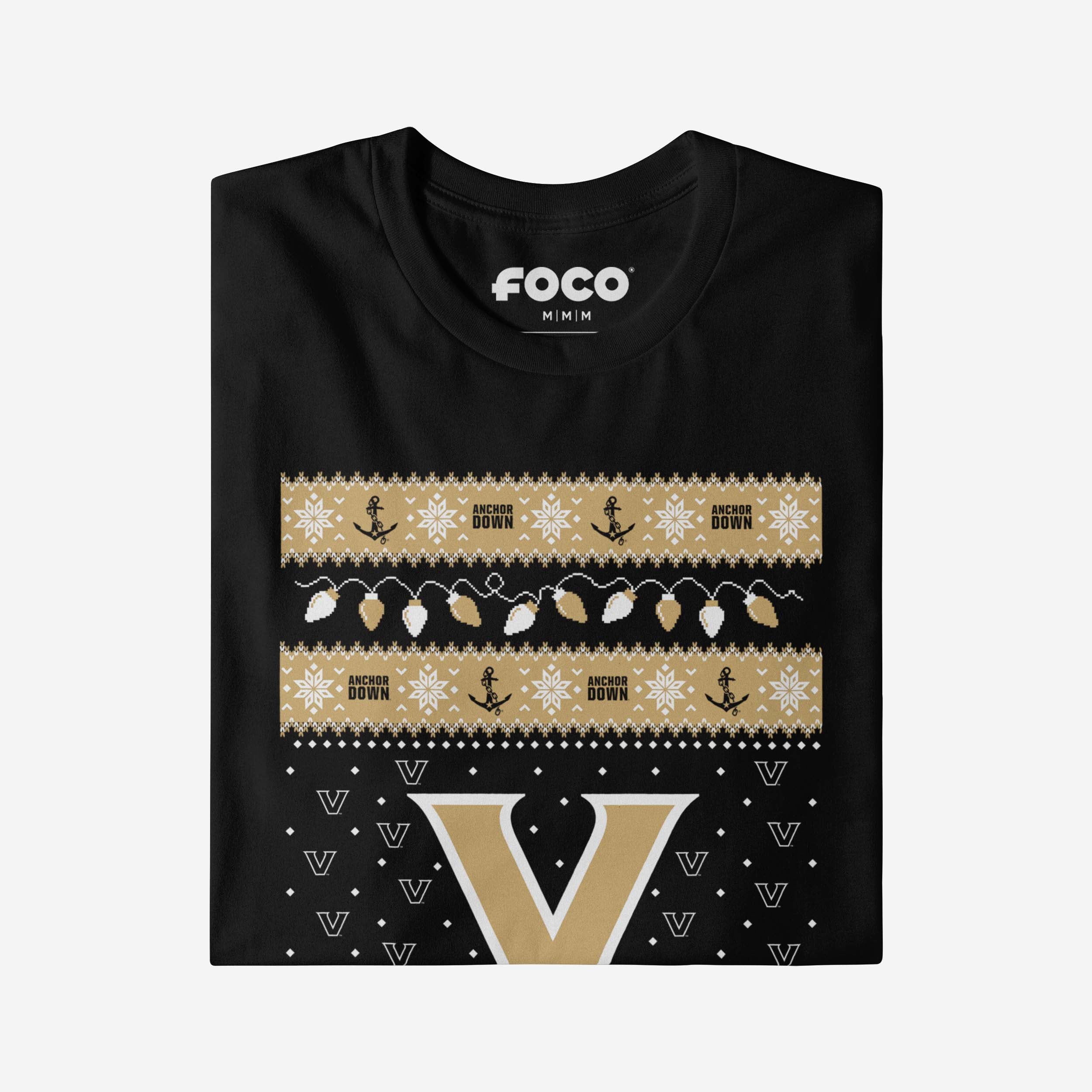Vanderbilt Commodores Holiday Lights Sweater T-Shirt - Image 4