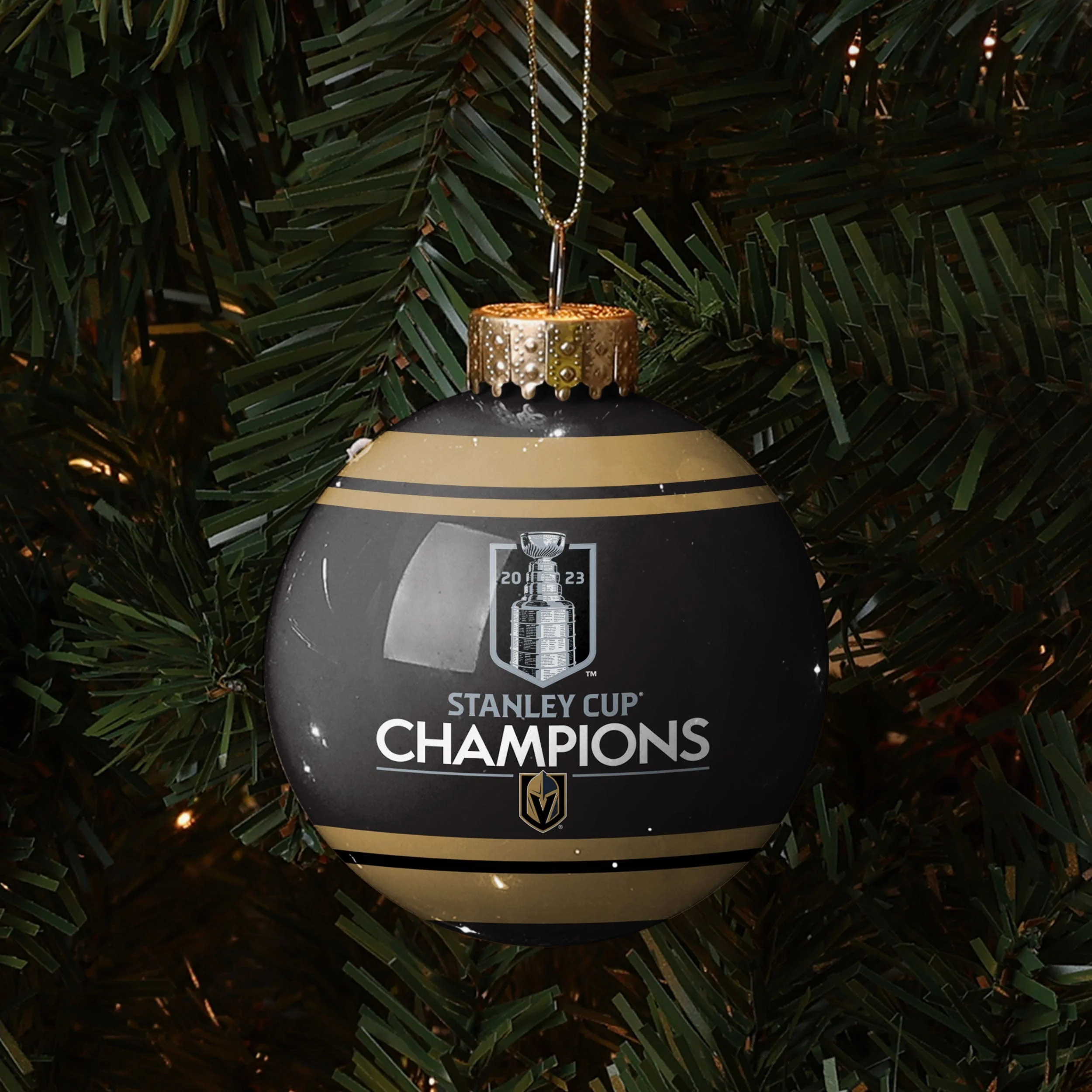 Vegas Golden Knights 2023 Stanley Cup Champions Glass Ball Ornament - Image 3