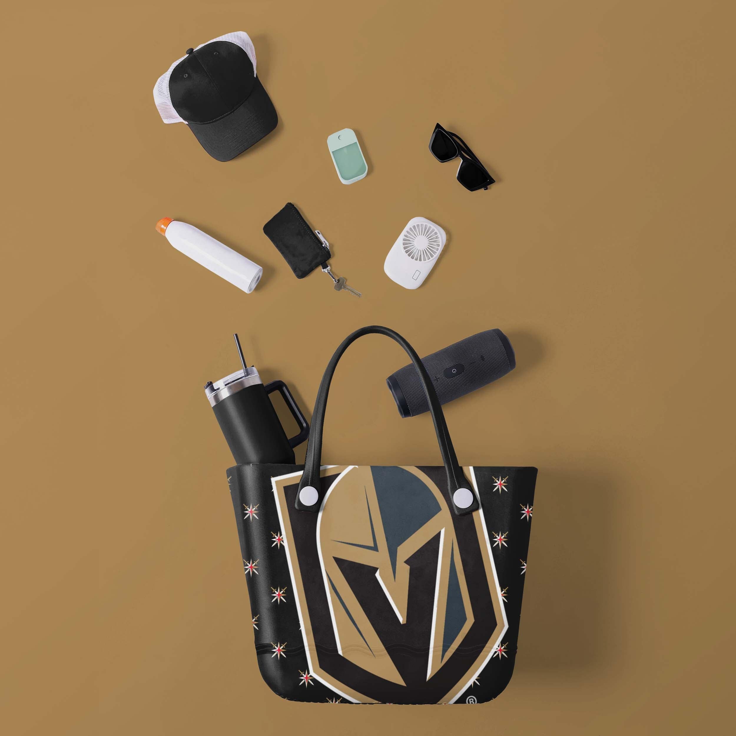 Vegas Golden Knights Big Logo Mini Print Tailgate Tote Bag - Image 2