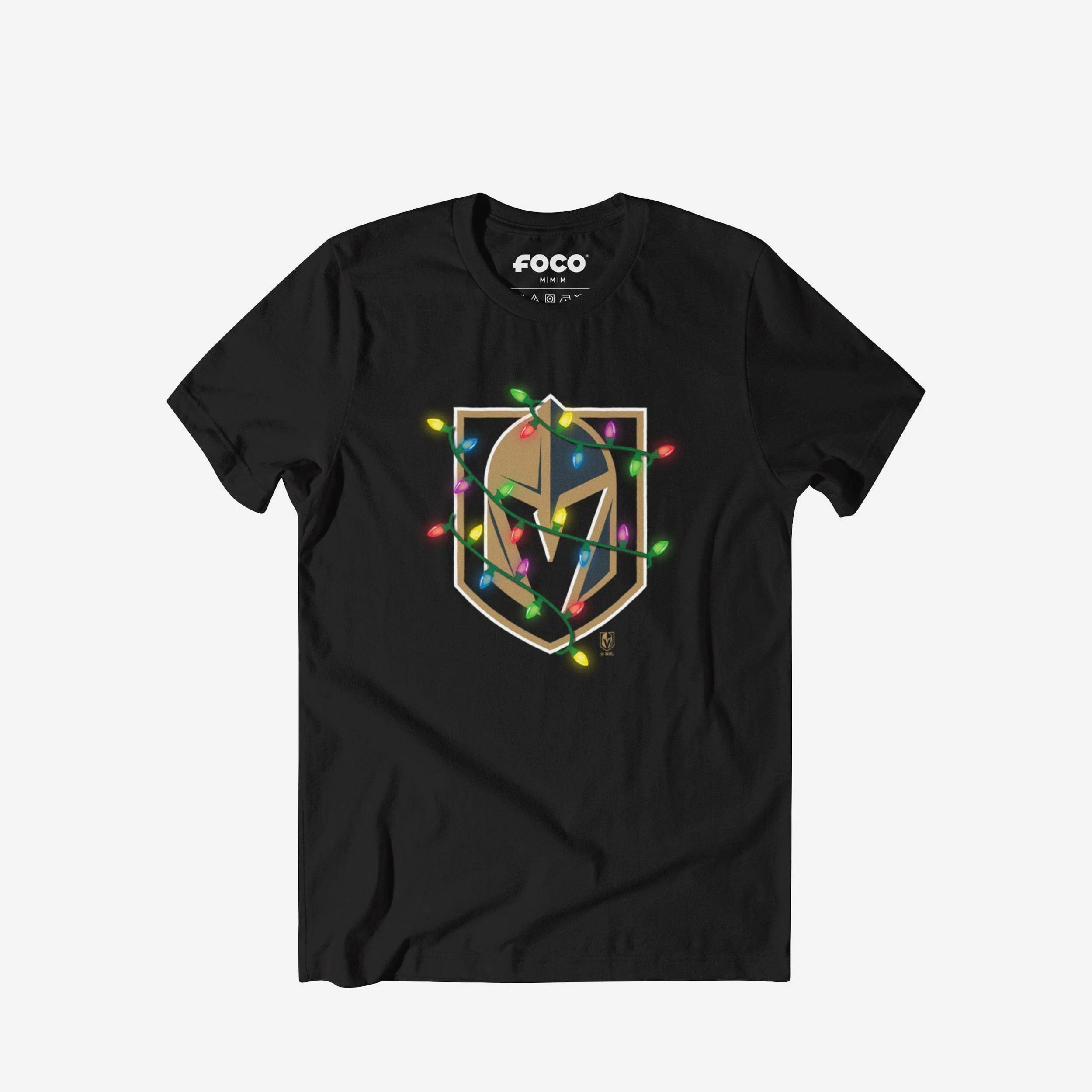 Vegas Golden Knights Primary Logo Holiday Lights T-Shirt