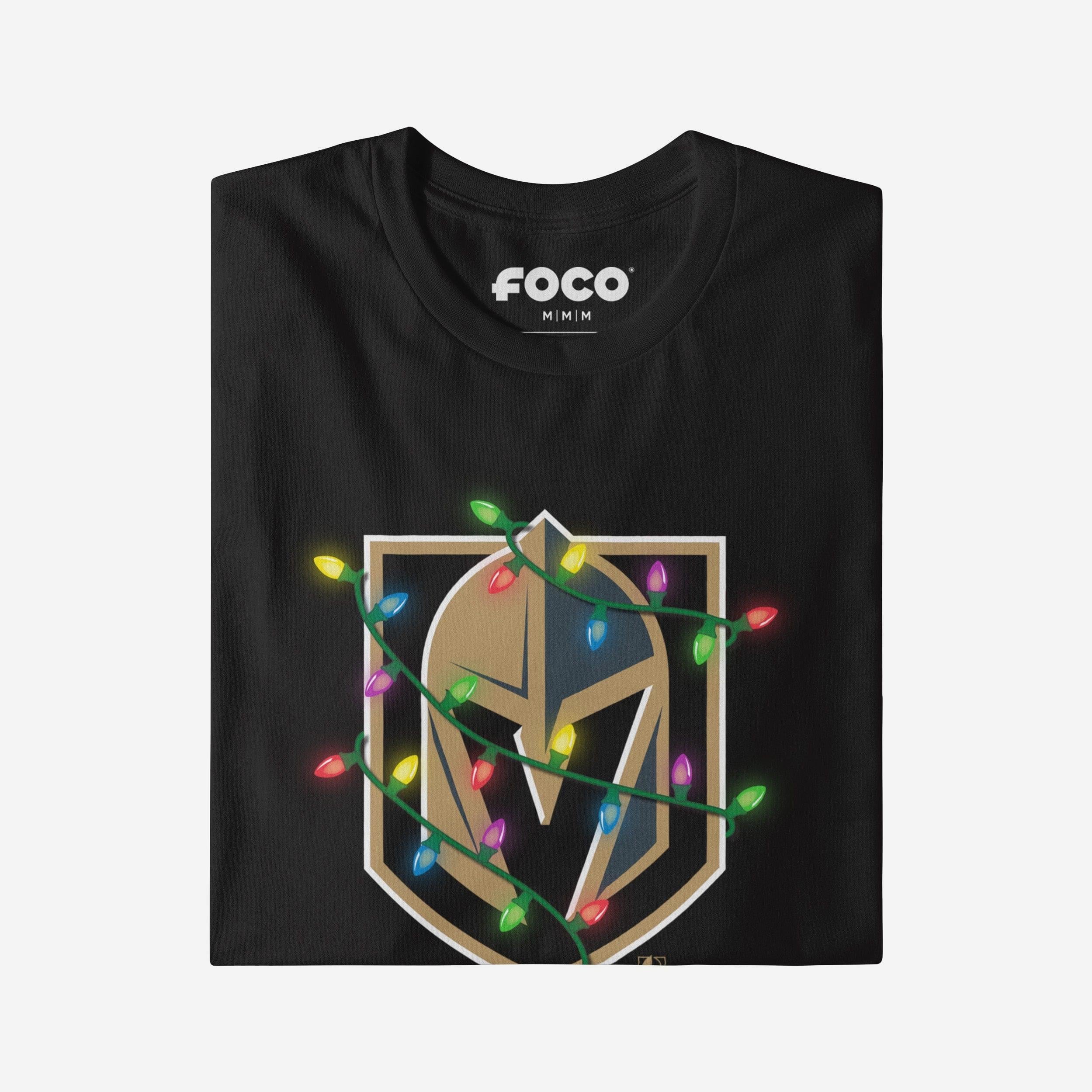 Vegas Golden Knights Primary Logo Holiday Lights T-Shirt - Image 3