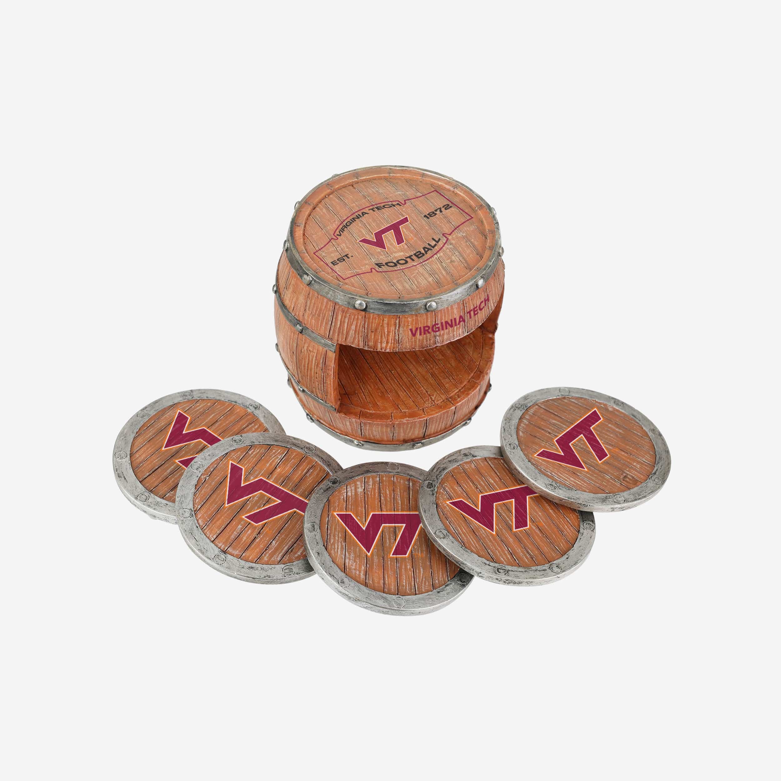 Virginia Tech Hokies 5 Pack Barrel Coaster Set - Image 3