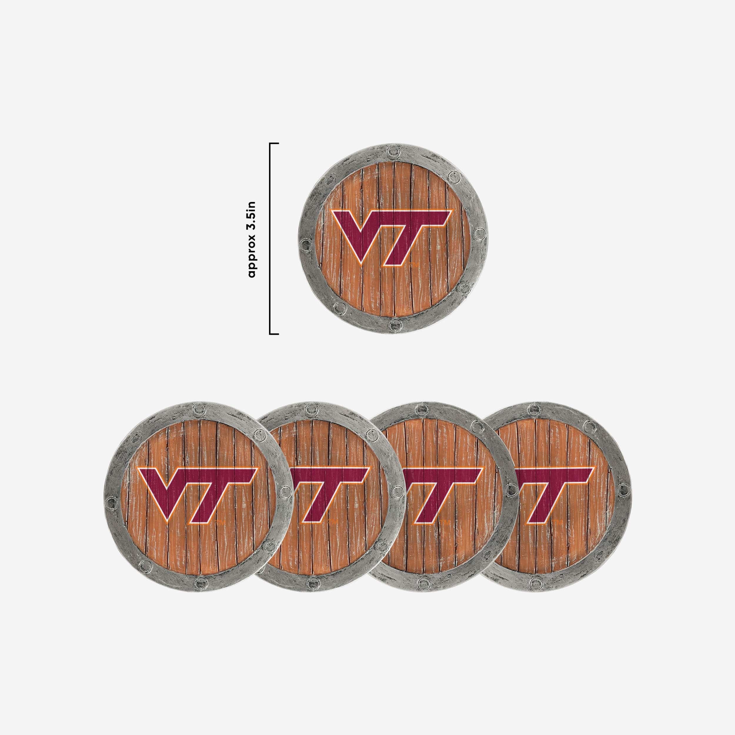 Virginia Tech Hokies 5 Pack Barrel Coaster Set - Image 5