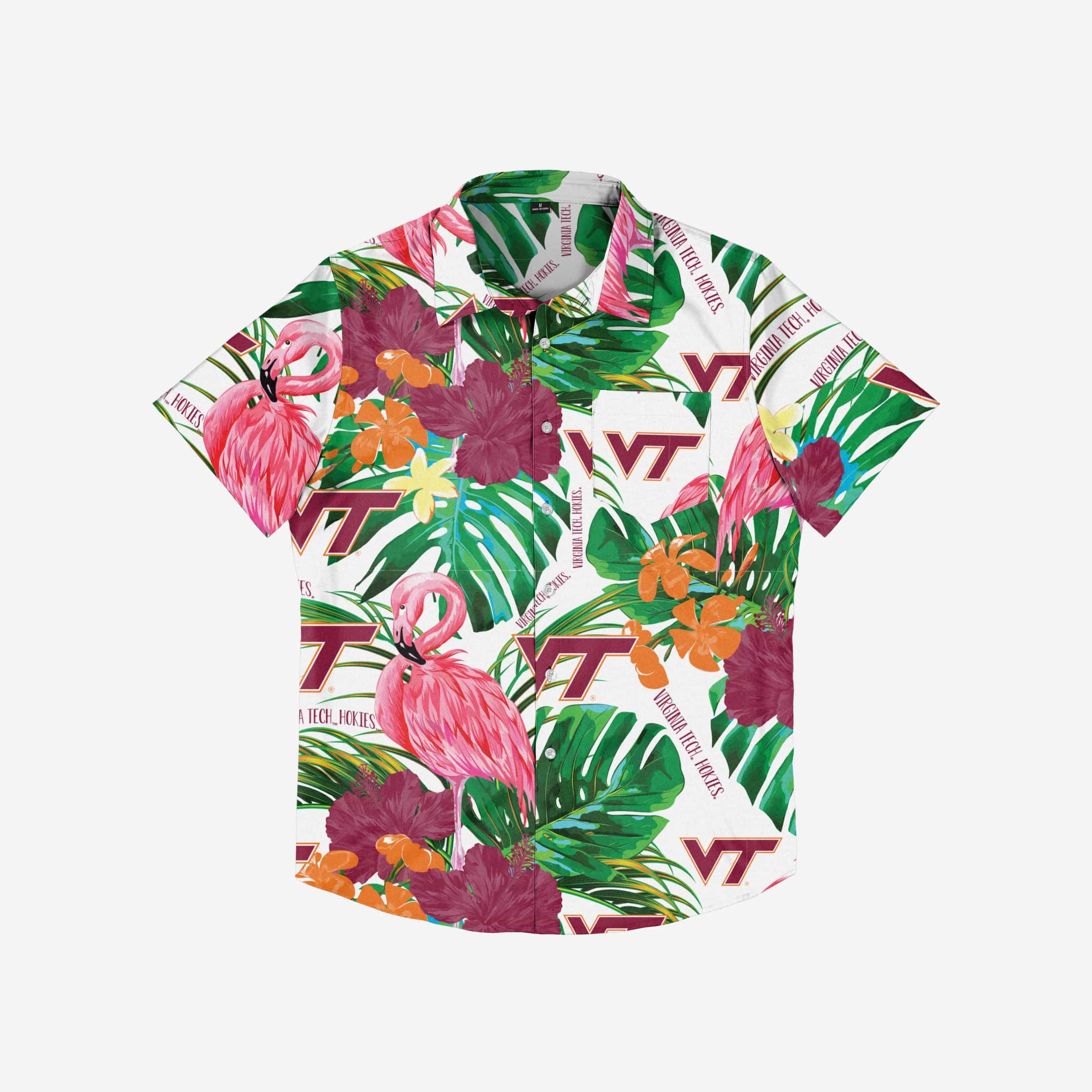 Virginia Tech Hokies Flamingo Button Up Shirt - Image 3