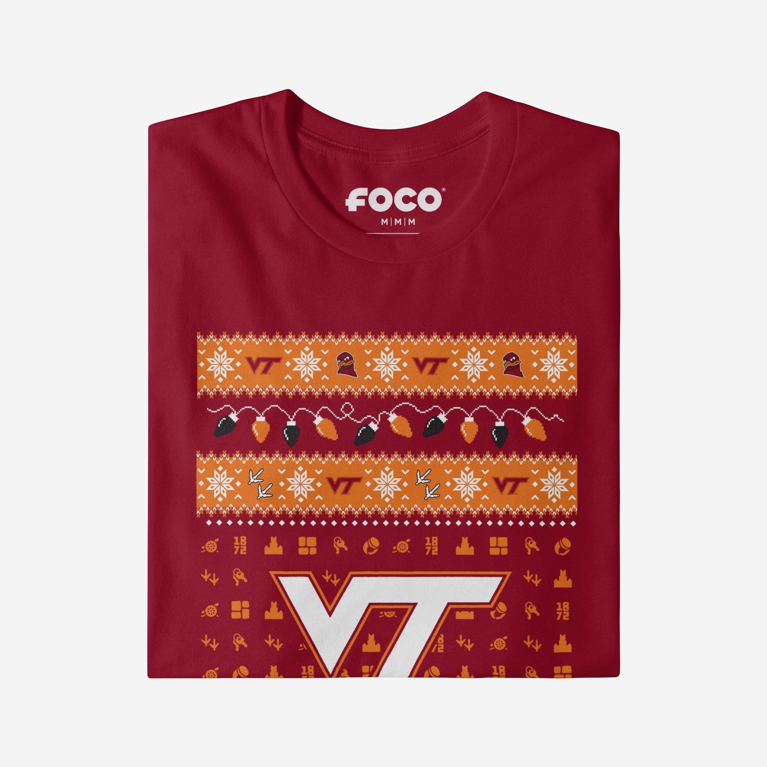 Virginia Tech Hokies Holiday Lights Sweater T-Shirt - Image 4