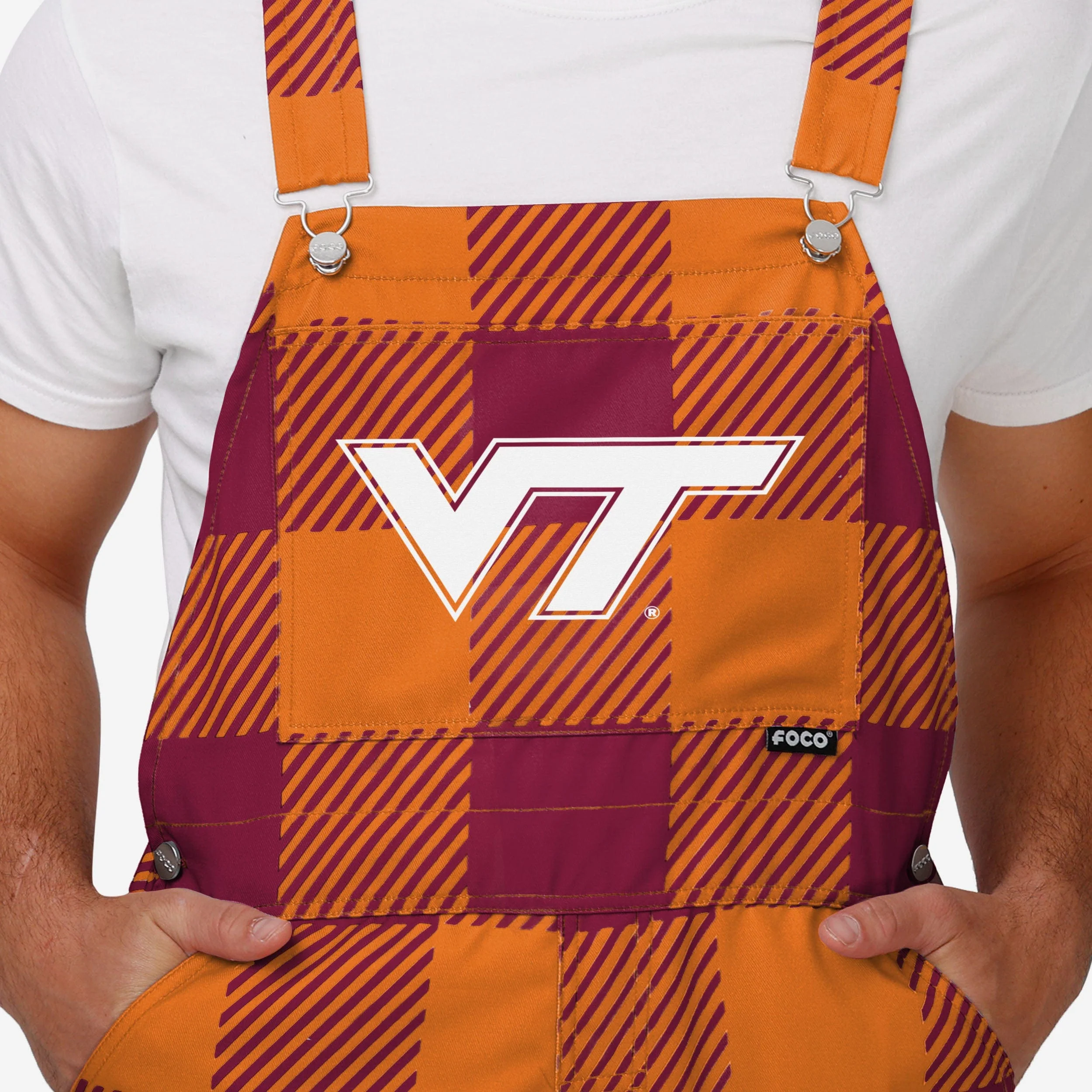 Virginia Tech Hokies Mens Plaid Bib Overalls - Image 4