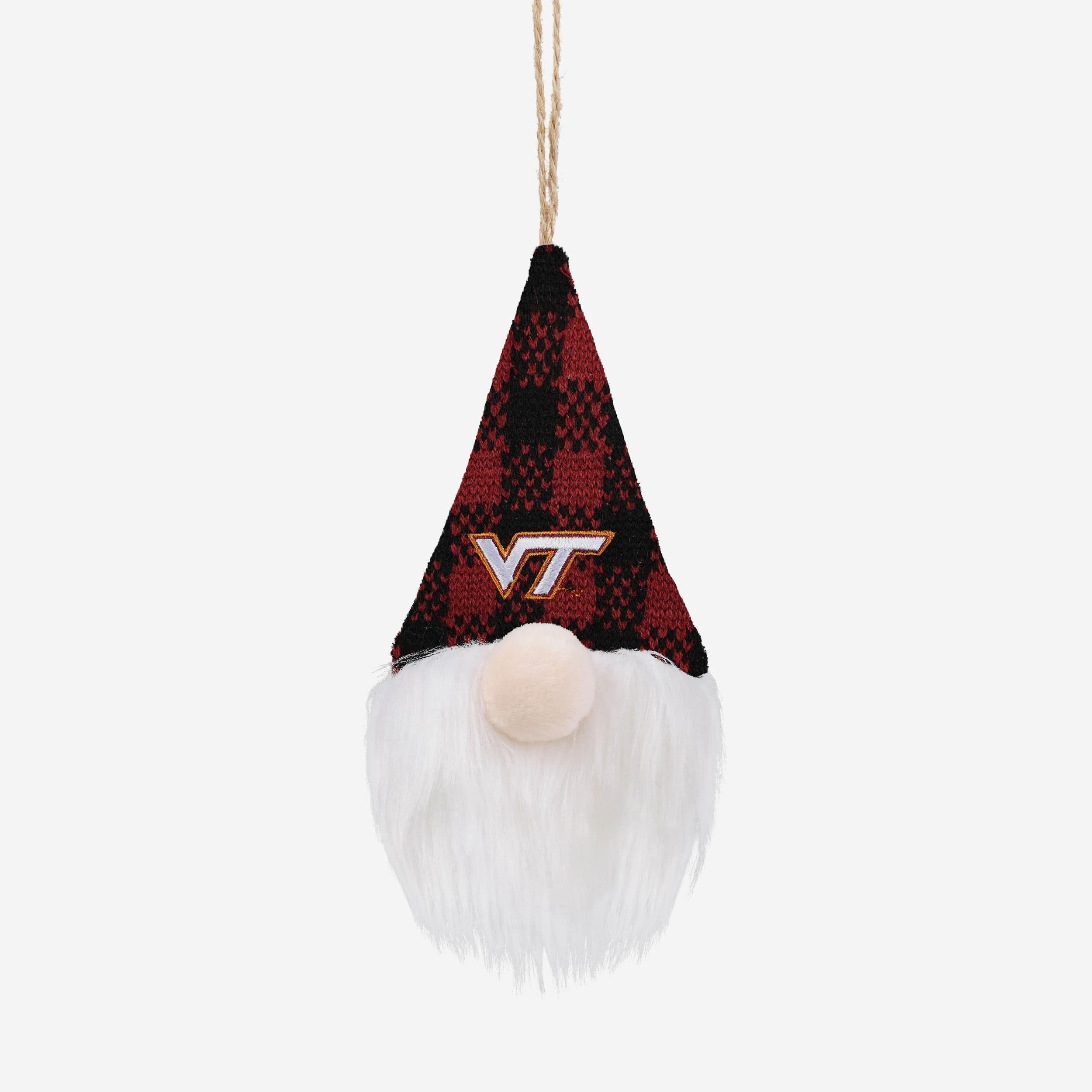 Virginia Tech Hokies Plaid Hat Plush Gnome Ornament