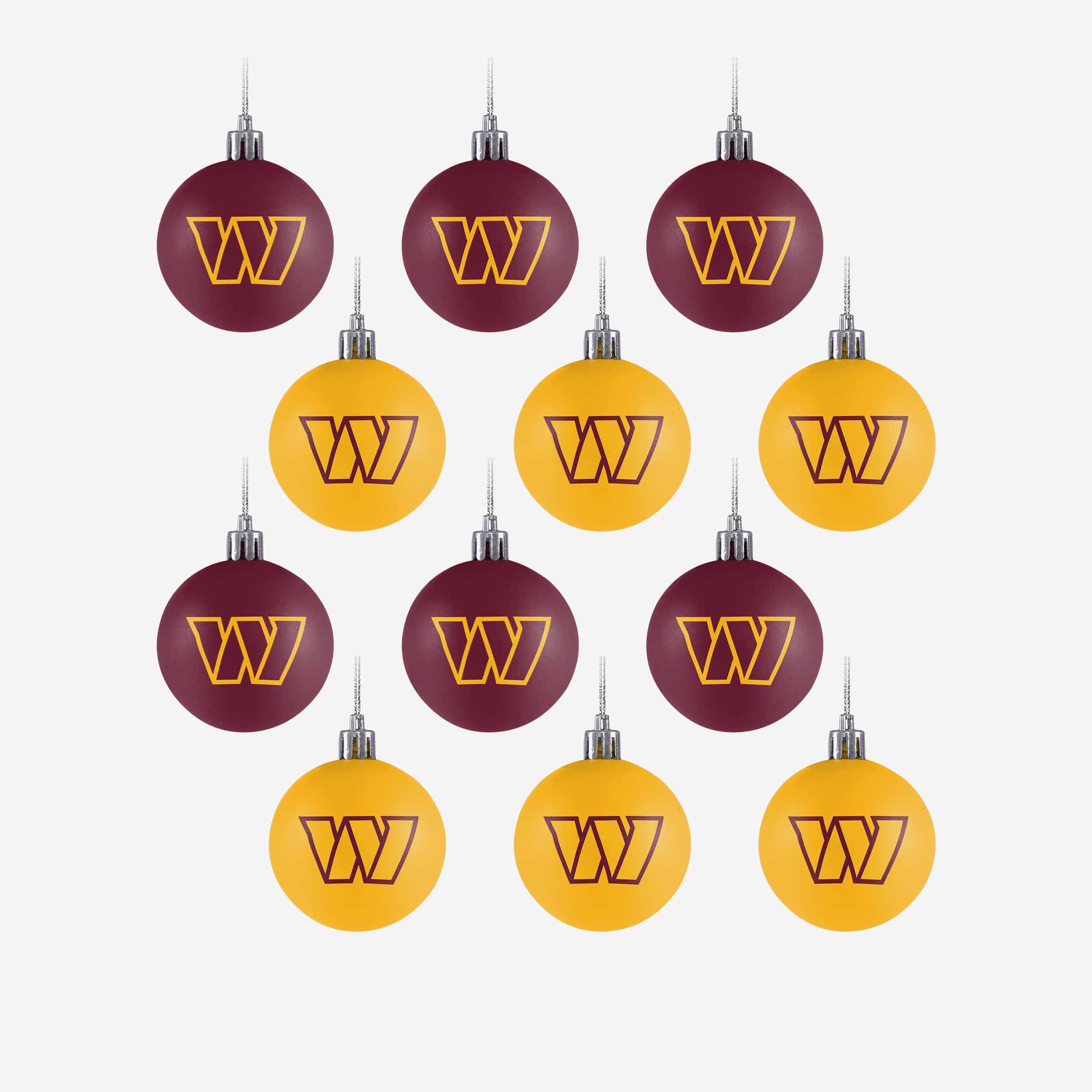 Washington Commanders 12 Pack Plastic Ball Ornament Set