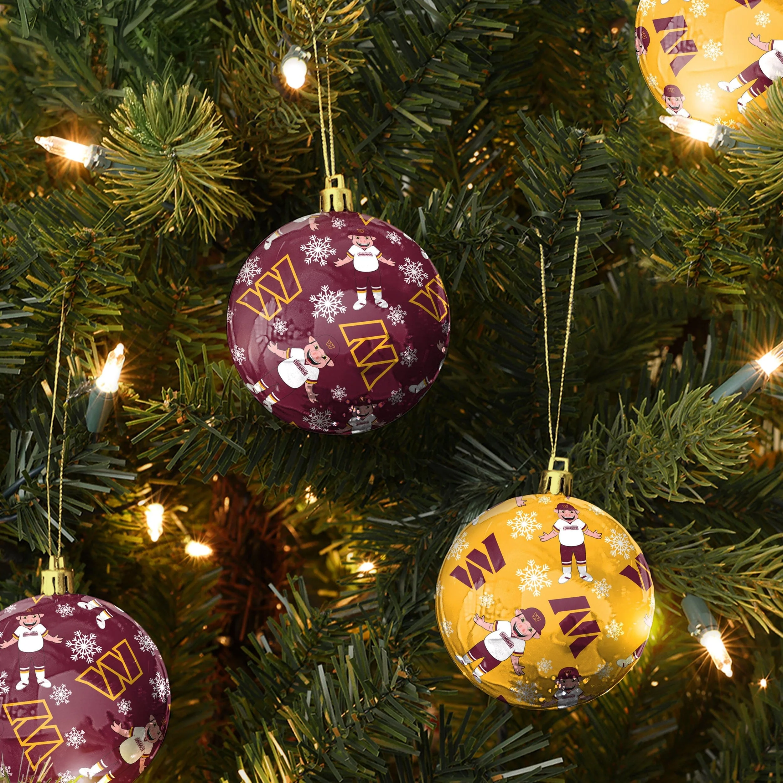 Washington Commanders 4 Pack Ball Mascot Ornament Set - Image 2