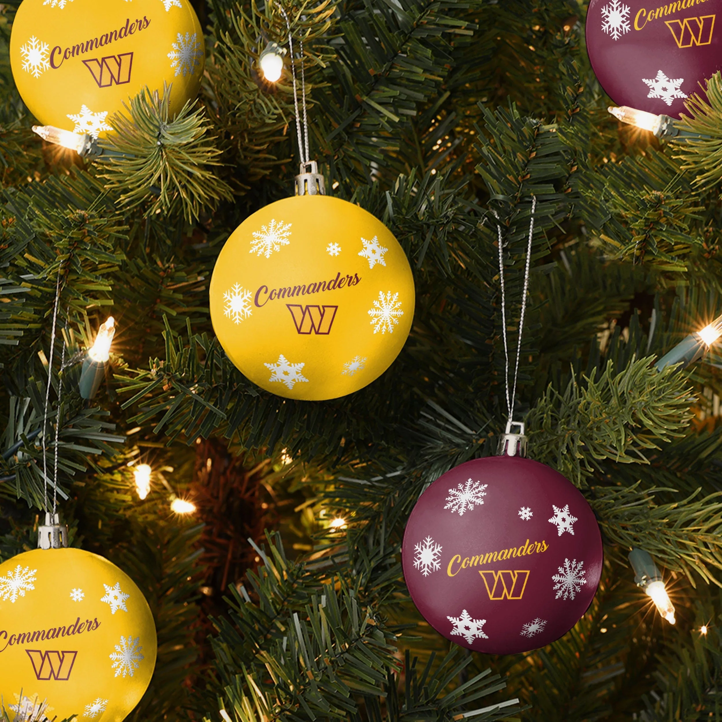 Washington Commanders 5 Pack Shatterproof Ball Ornament Set - Image 2
