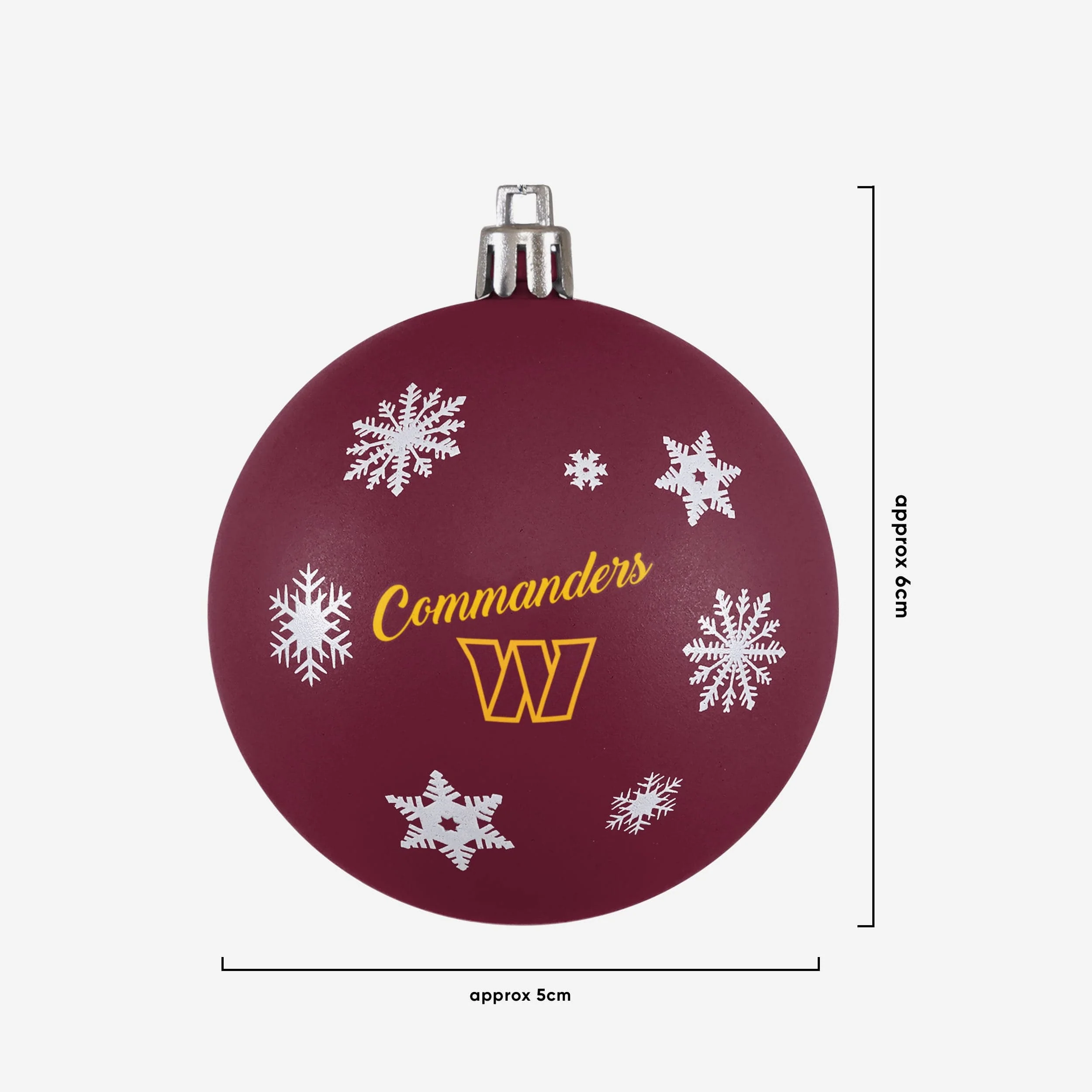 Washington Commanders 5 Pack Shatterproof Ball Ornament Set - Image 3
