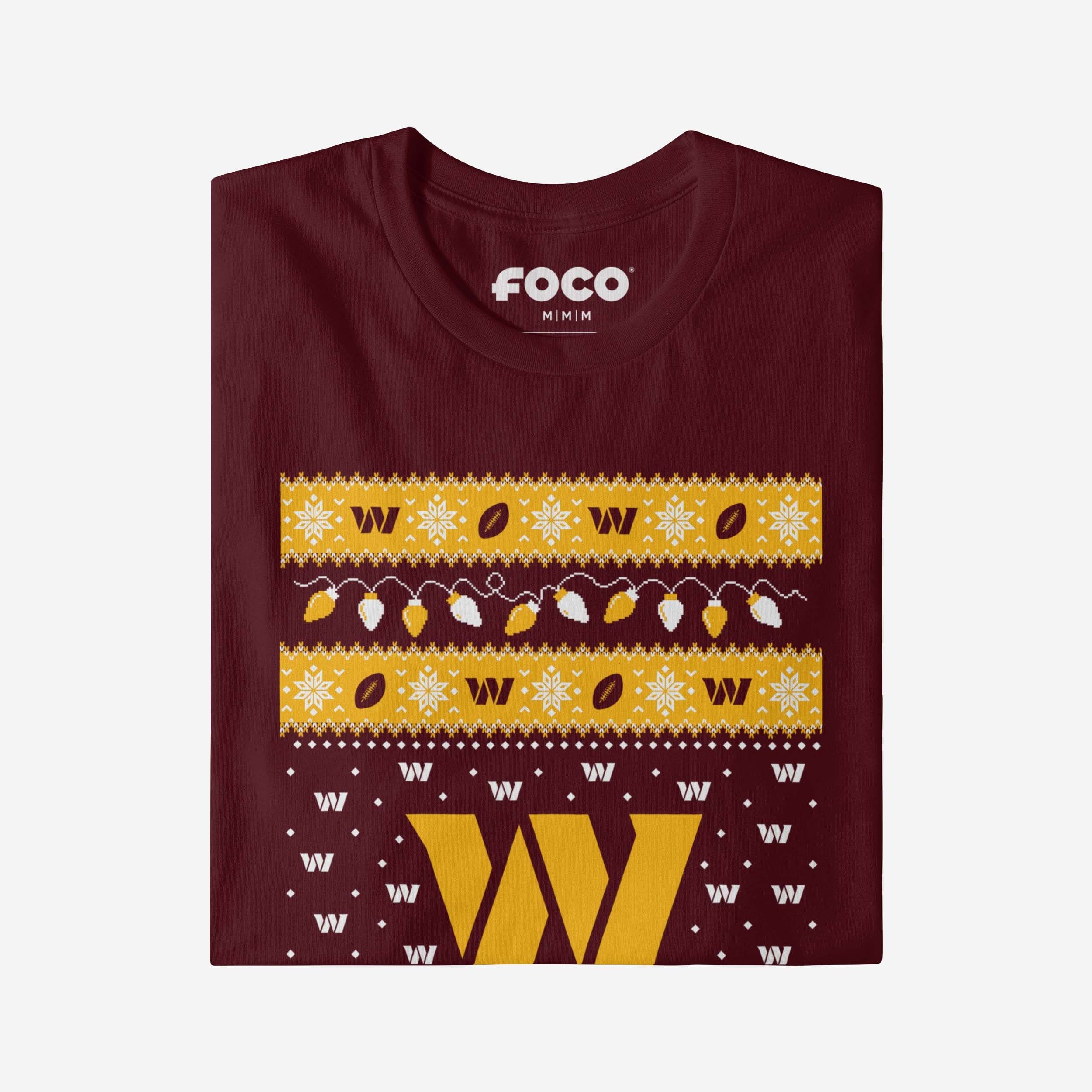 Washington Commanders Holiday Lights Sweater T-Shirt - Image 4