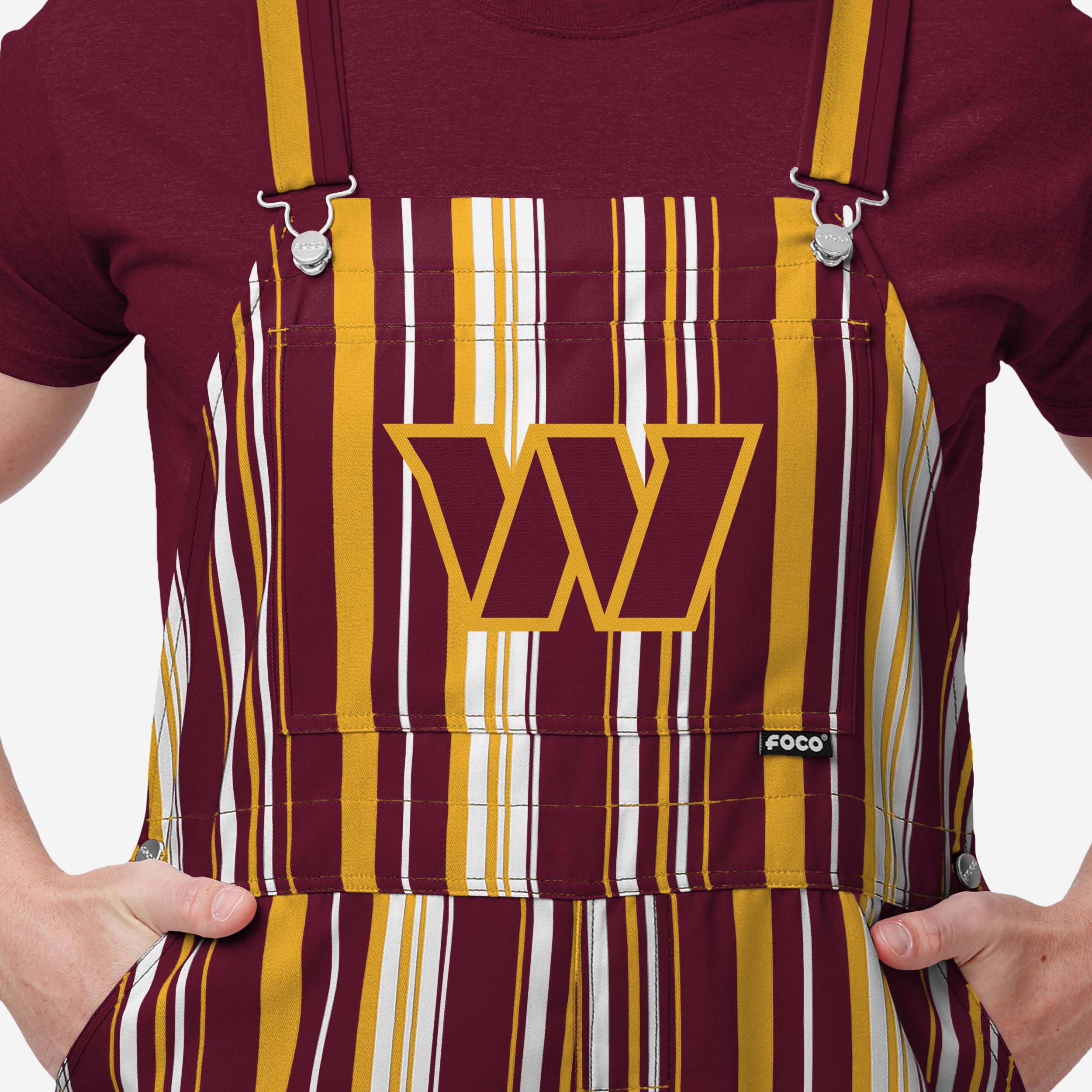 Washington Commanders Mens Hyper Stripe Bib Overalls - Image 3