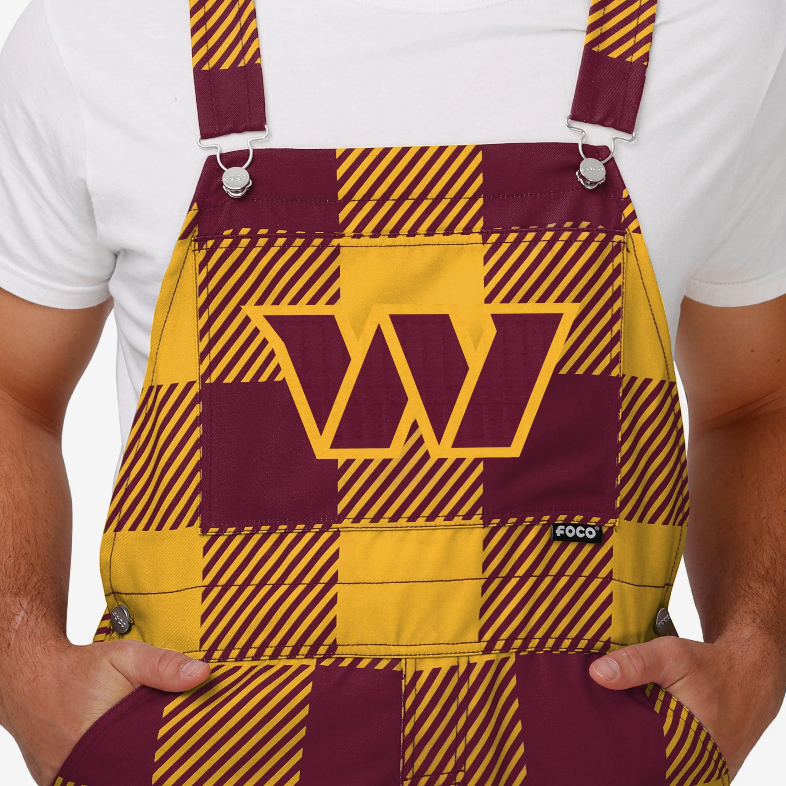 Washington Commanders Mens Plaid Bib Overalls - Image 4