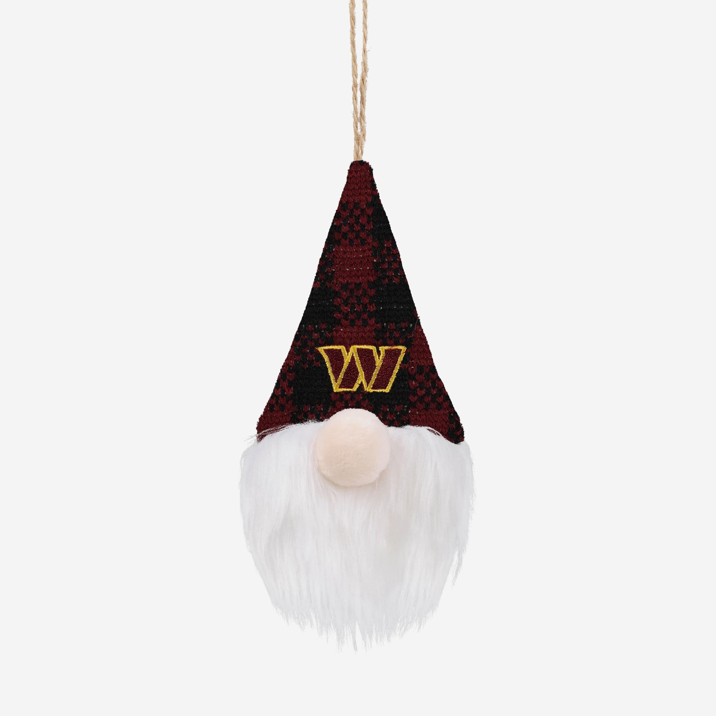 Washington Commanders Plaid Hat Plush Gnome Ornament
